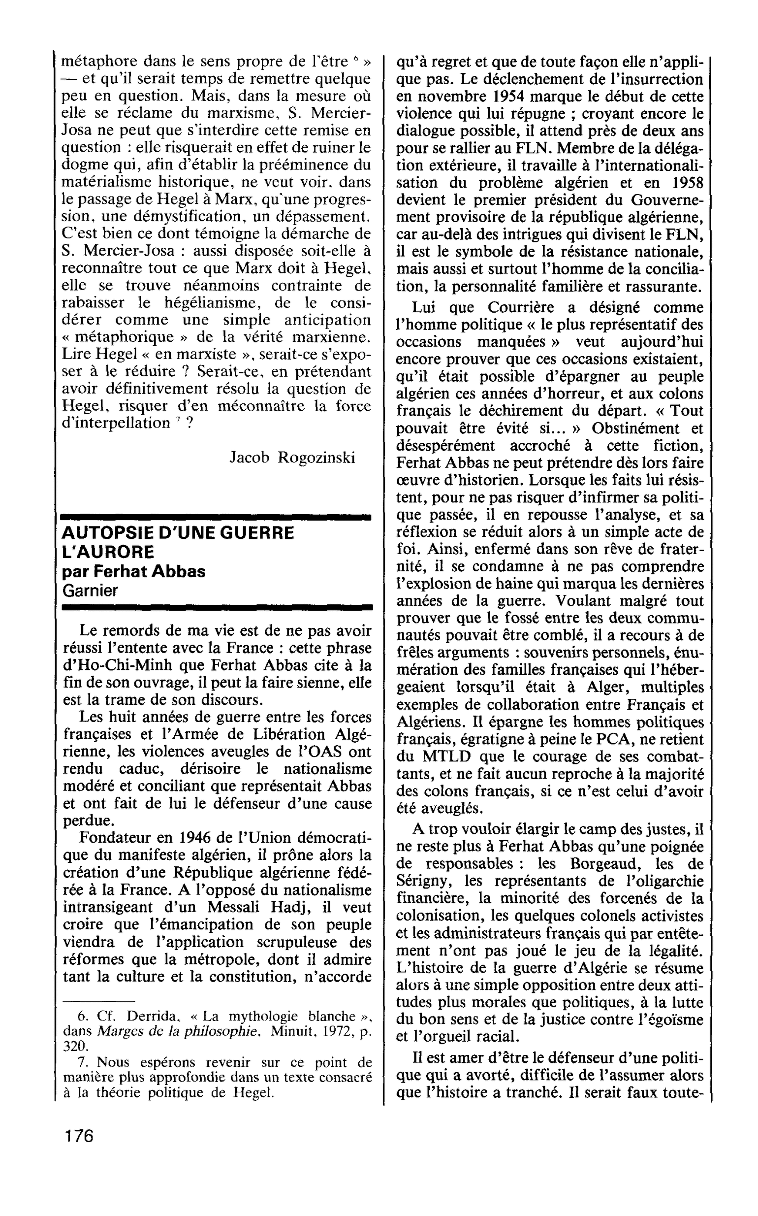 AUTOPSIE D’UNE GUERRE L’AURORE par Ferhat Abbas