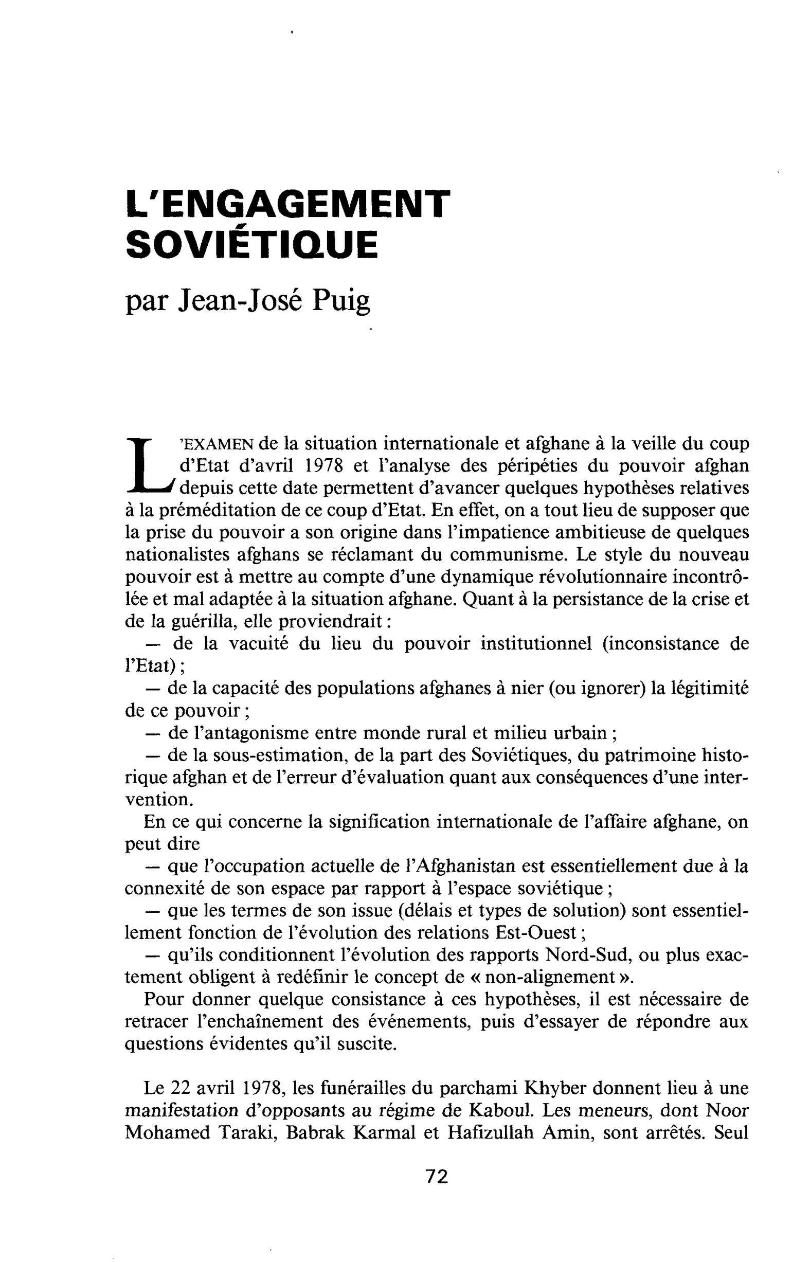 L’ENGAGEMENT SOVIÉTIQUE