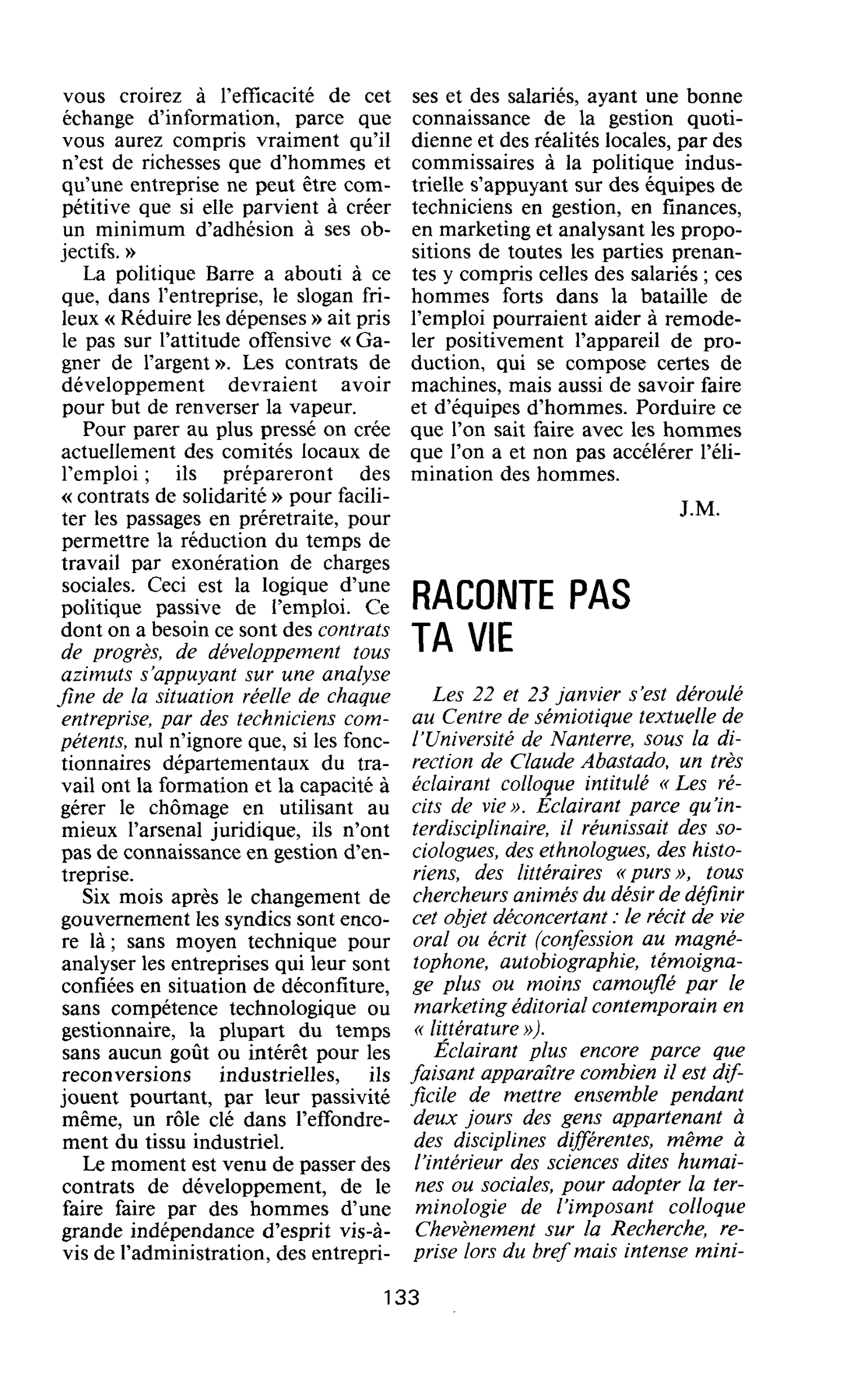 RACONTE PAS TA VIE