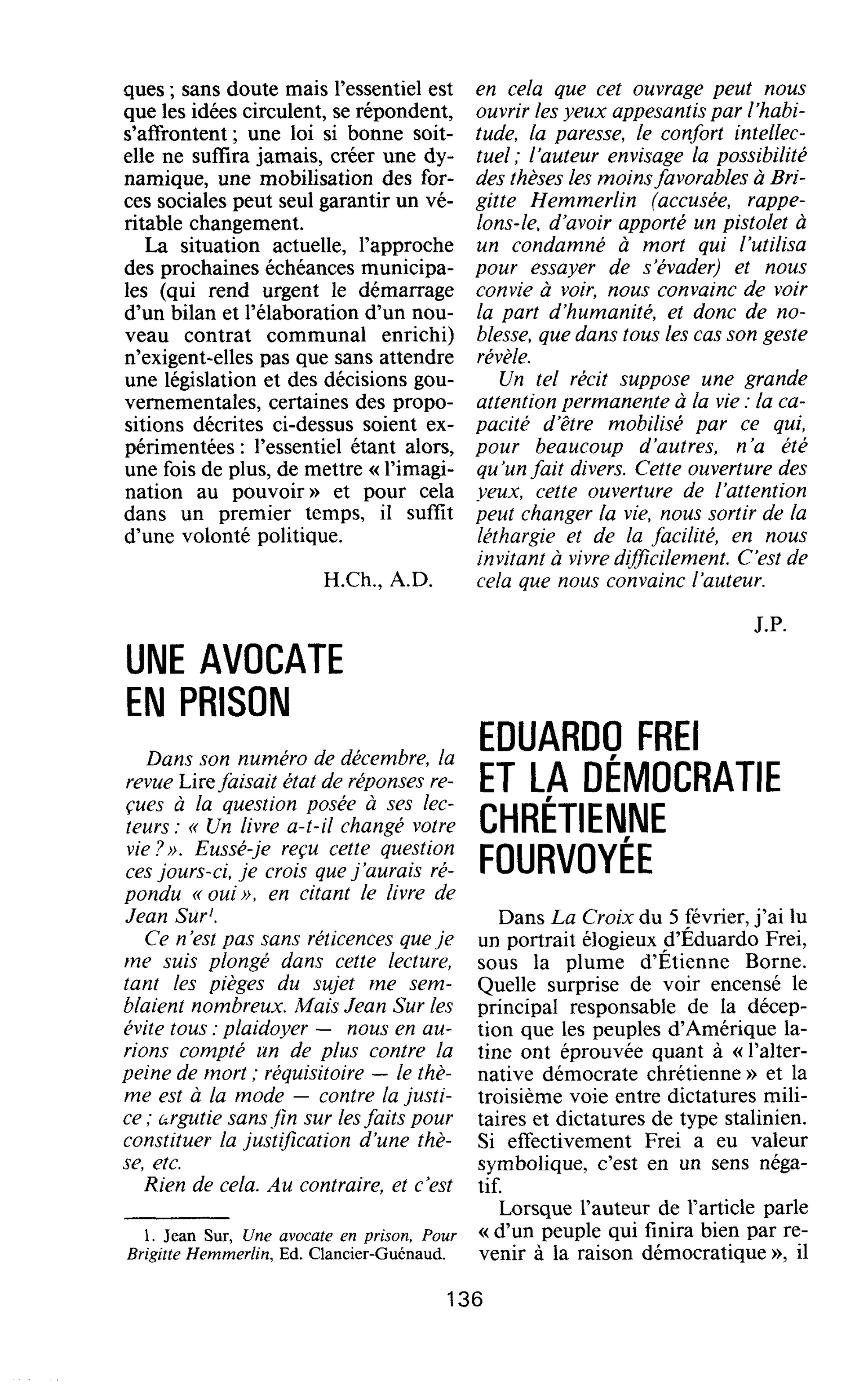 EDUARDO FREI ET LA DÉMOCRATIE CHRÉTIENNE FOURVOYÉE