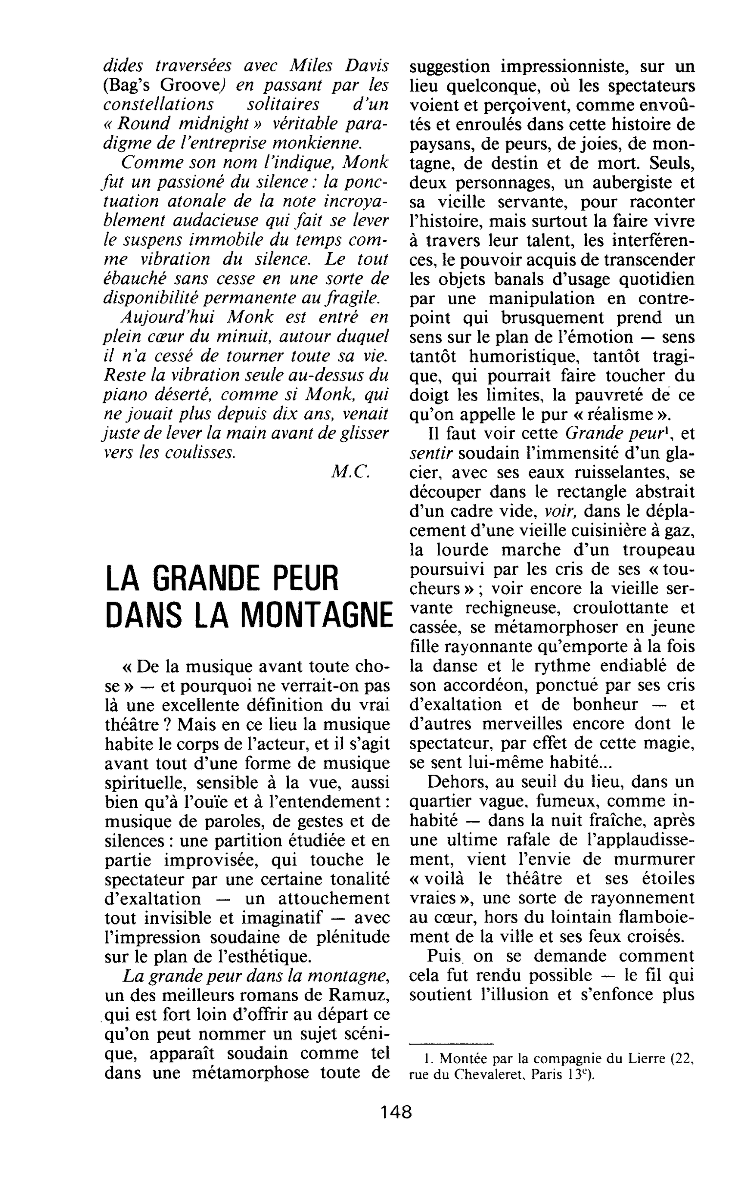 LA GRANDE PEUR DANS LA MONTAGNE