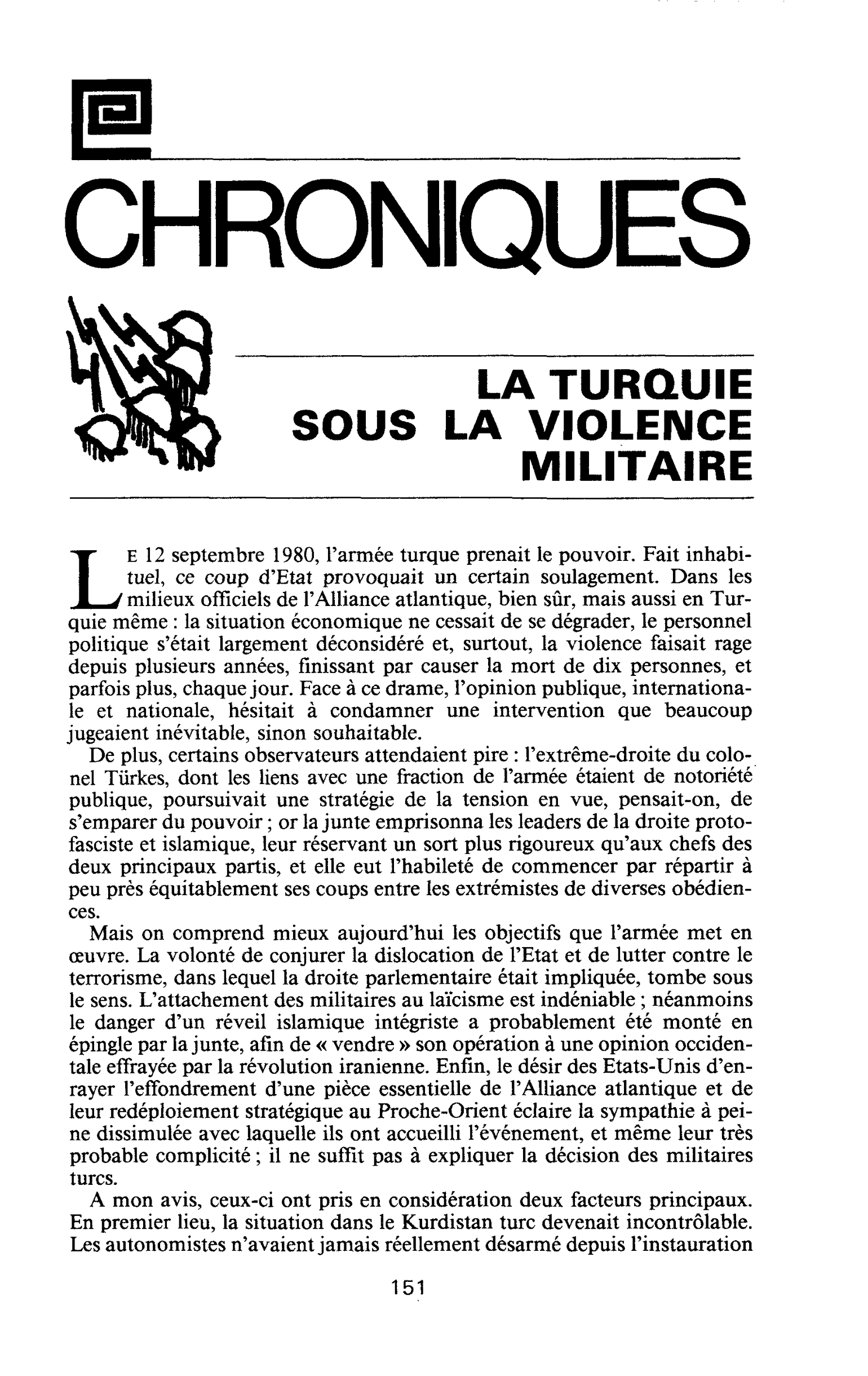 LA TURQUIE SOUS LA VIOLENCE MILITAIRE