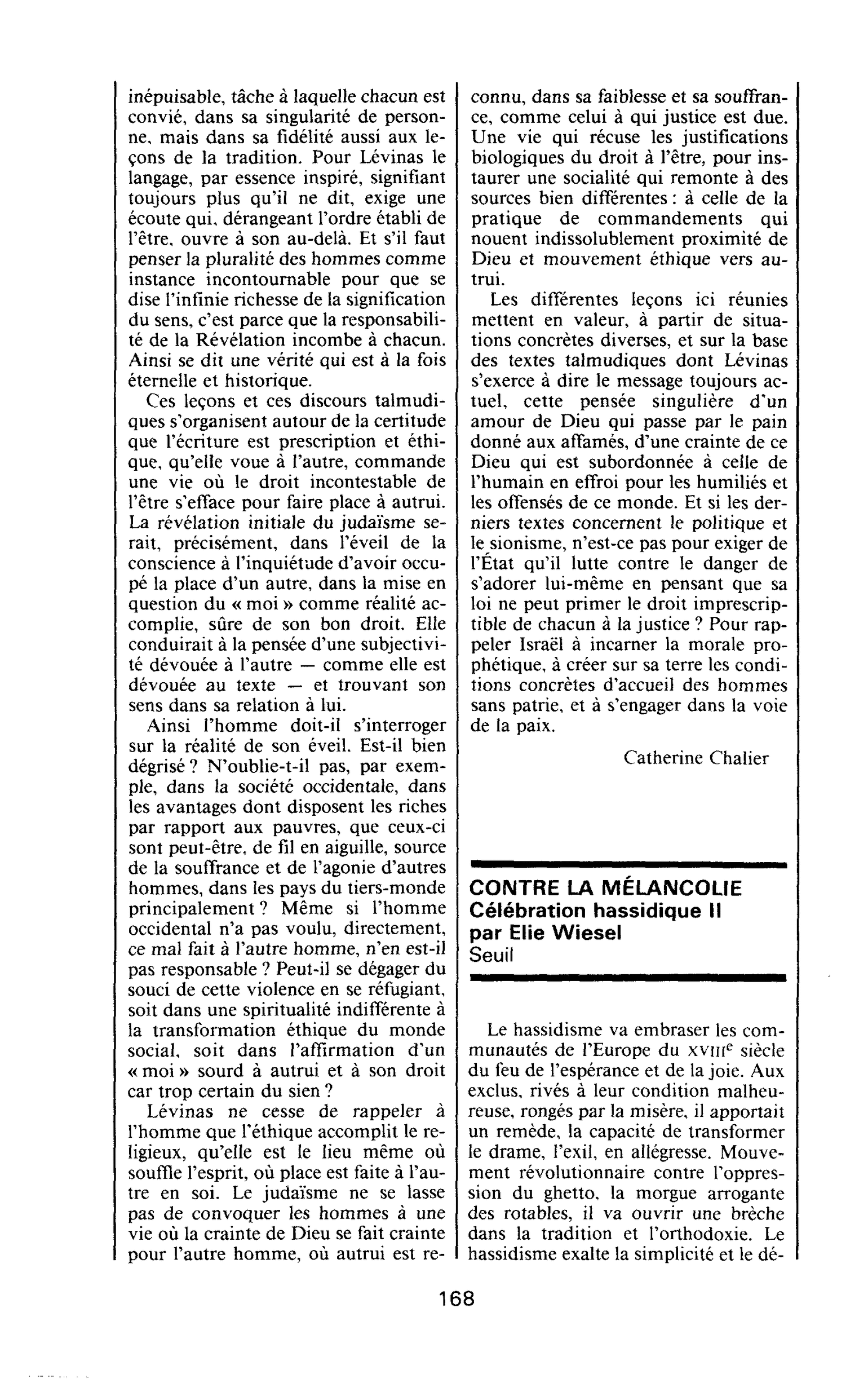 CONTRE LA MELANCOLIE. Célébration hassidique II par Elie Wiesel