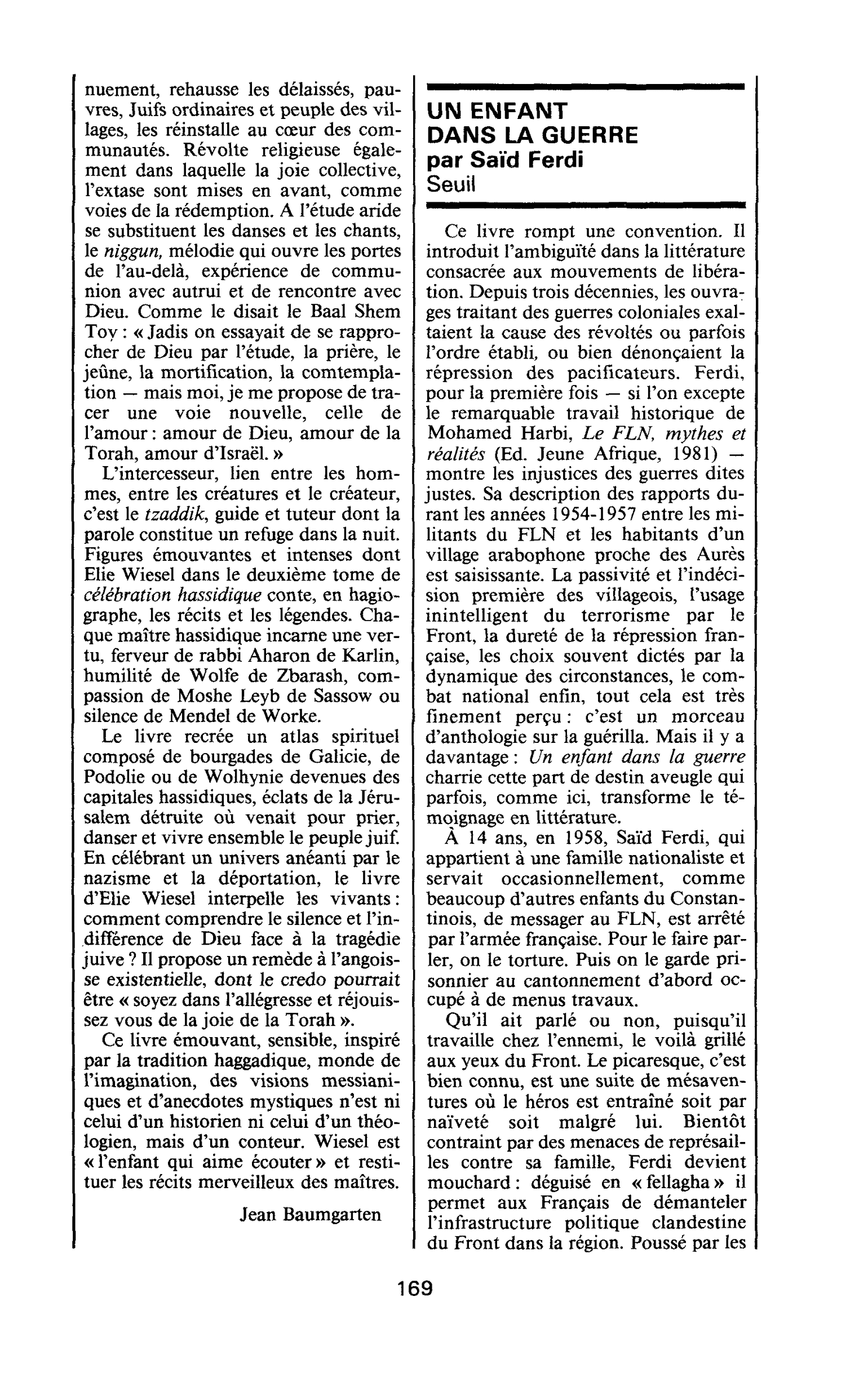 UN ENFANT DANS LA GUERRE par Saïd Ferdi