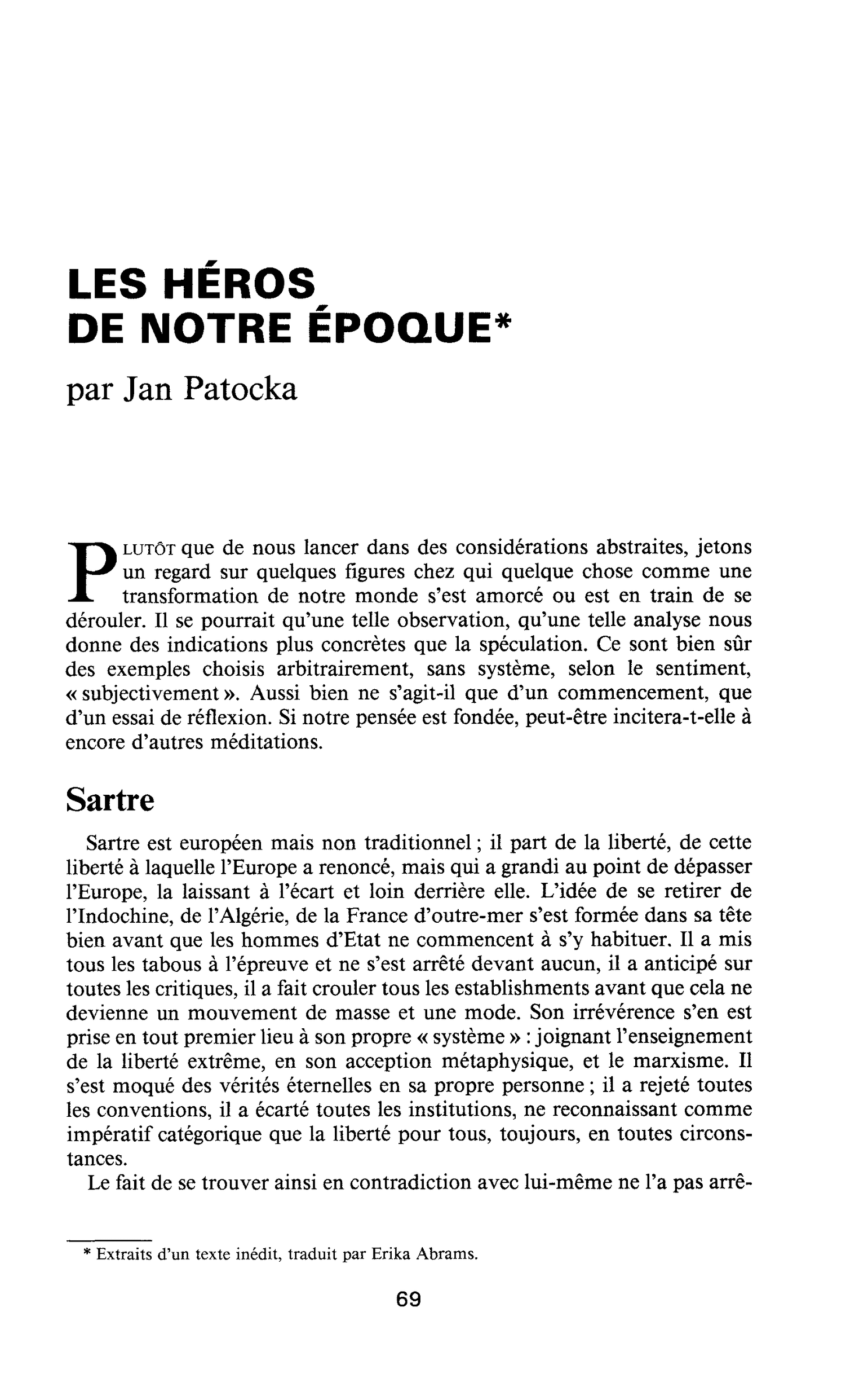 LES HÉROS DE NOTRE ÉPOQUE