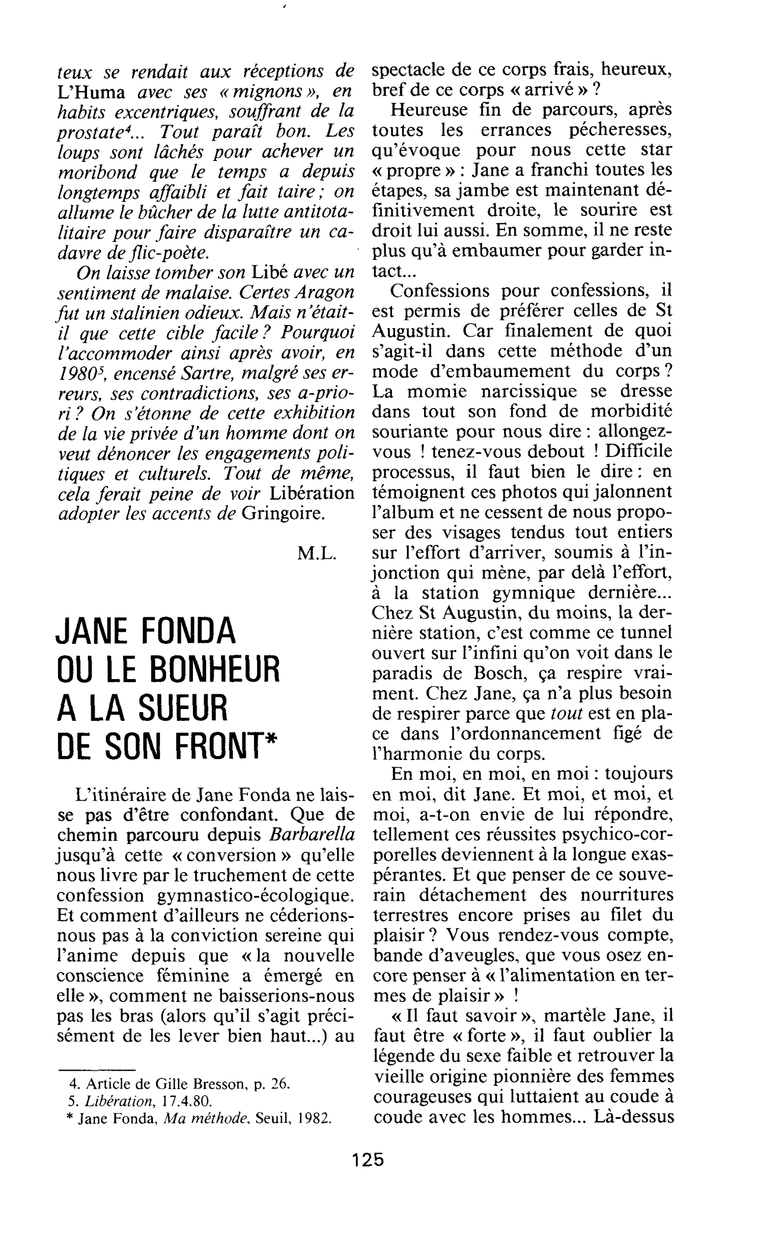 JANE FONDA OU LE BONHEUR A LA SUEUR DE SON FRONT