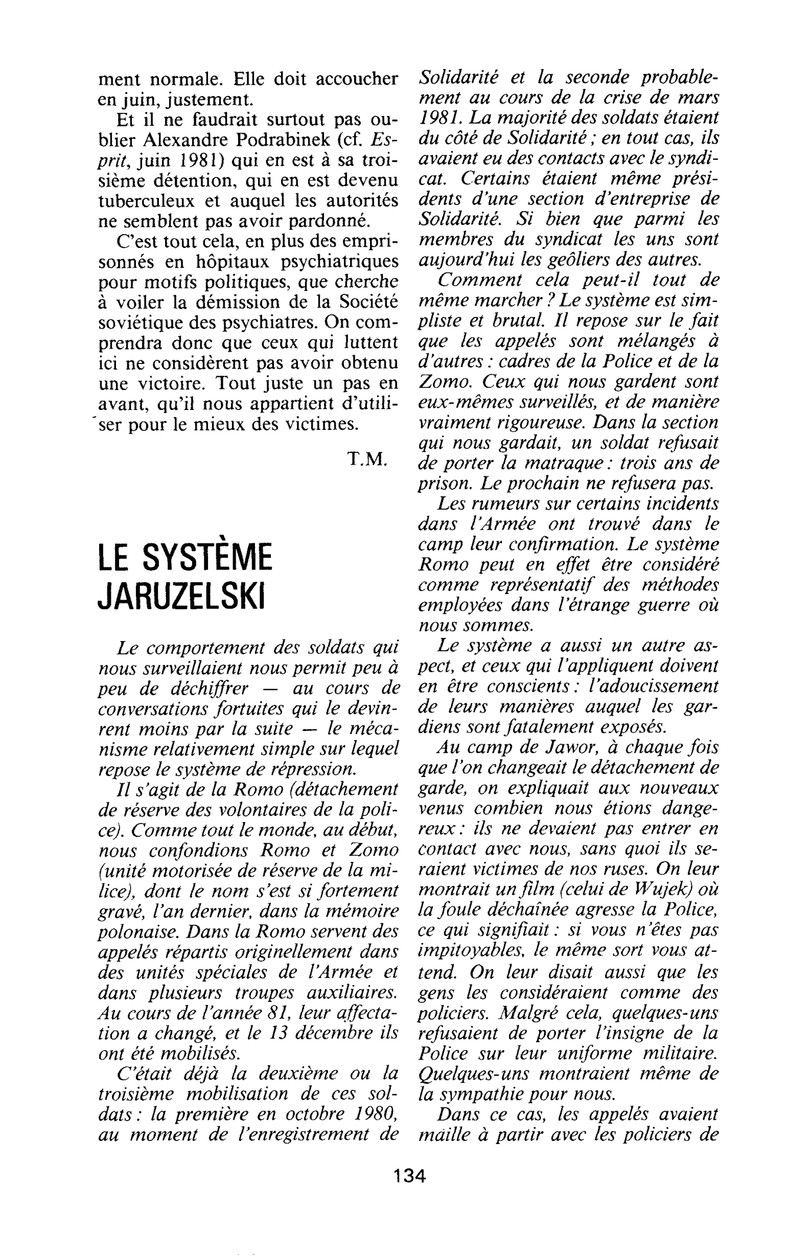 LE SYSTÈME JARUZELSKI