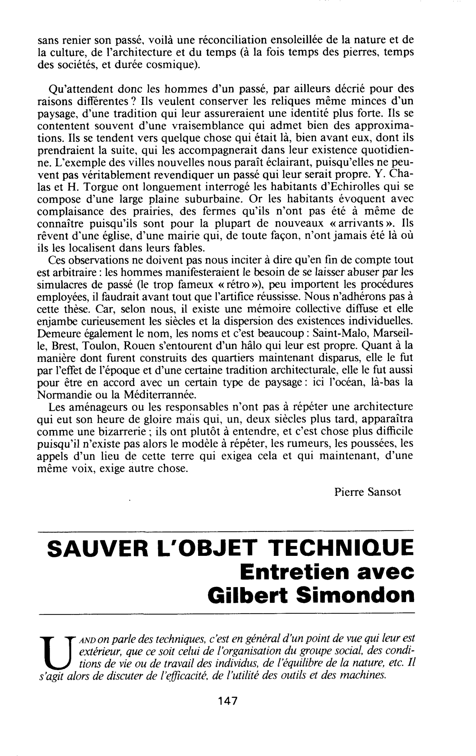 Sauver l’objet technique. Entretien avec Gibert Simondon