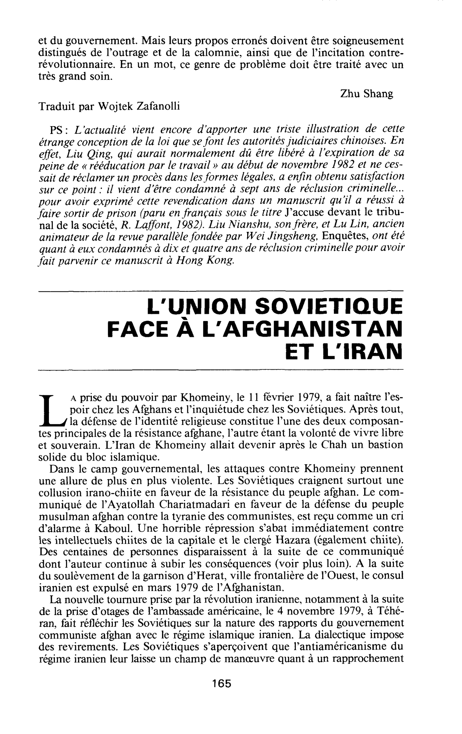 L’UNION SOVIETIQUE FACE À L’AFGHANISTAN ET L’IRAN