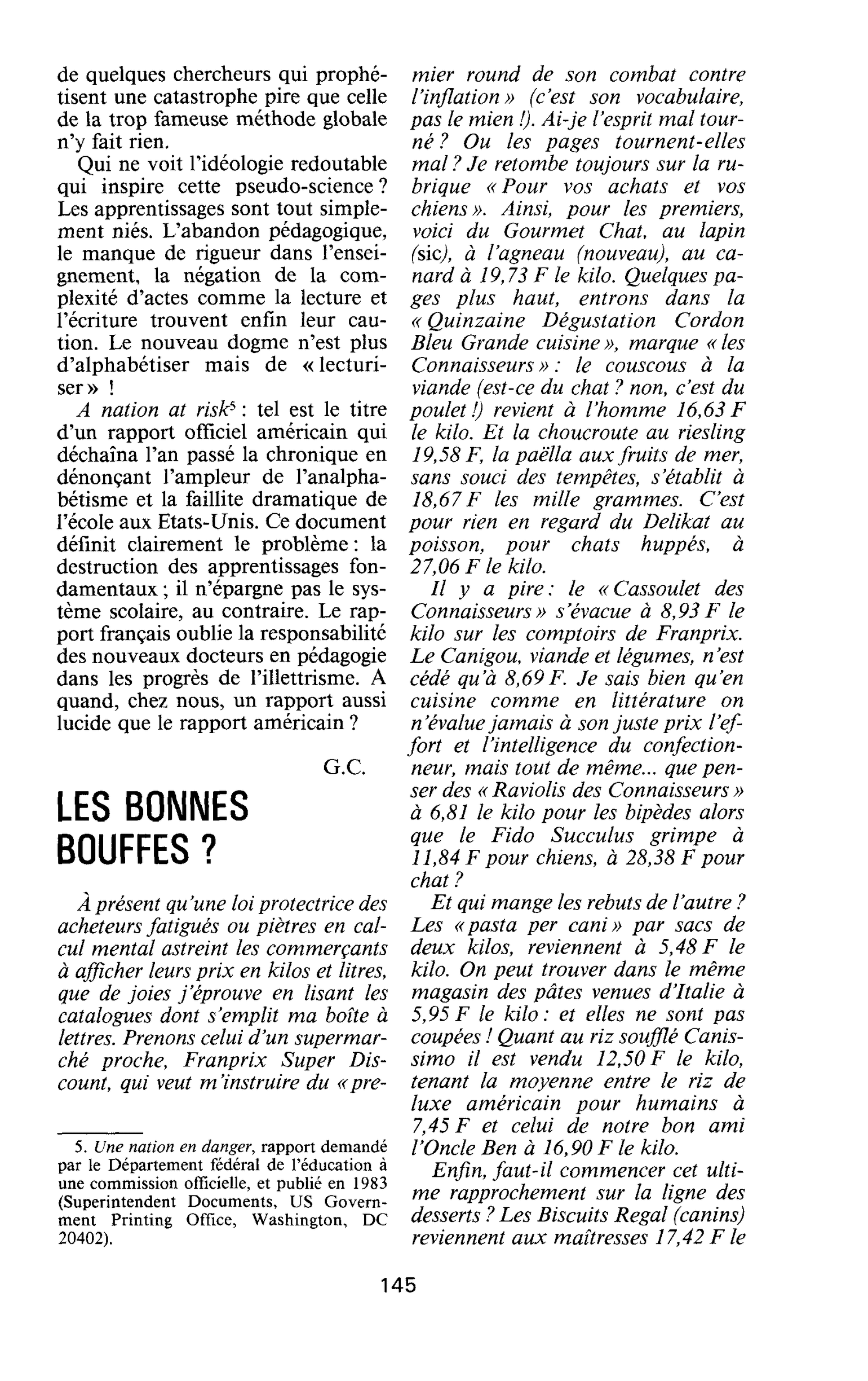 LES BONNES BOUFFES ?