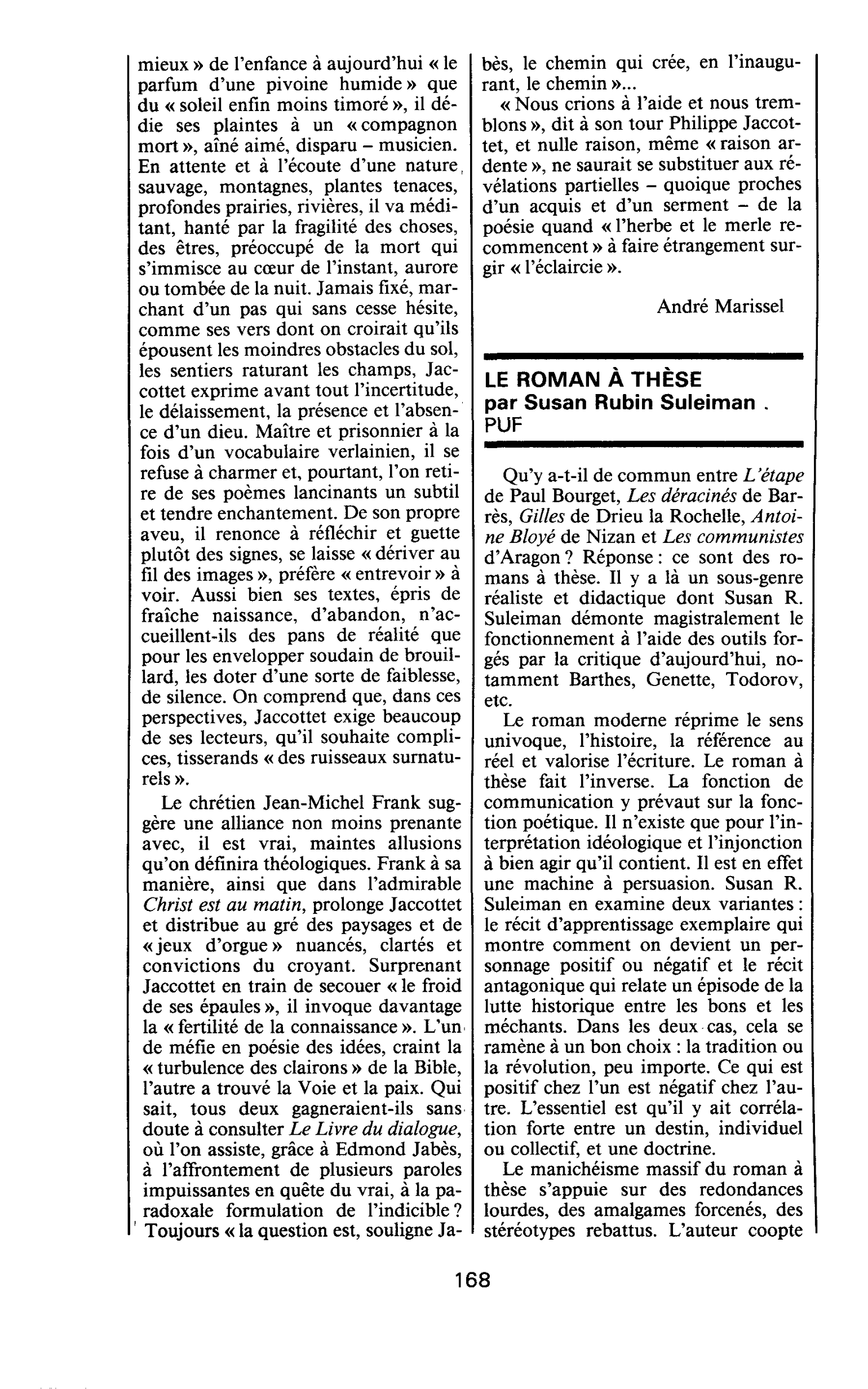 LE ROMAN À THÈSE par Susan Rubin Suleiman