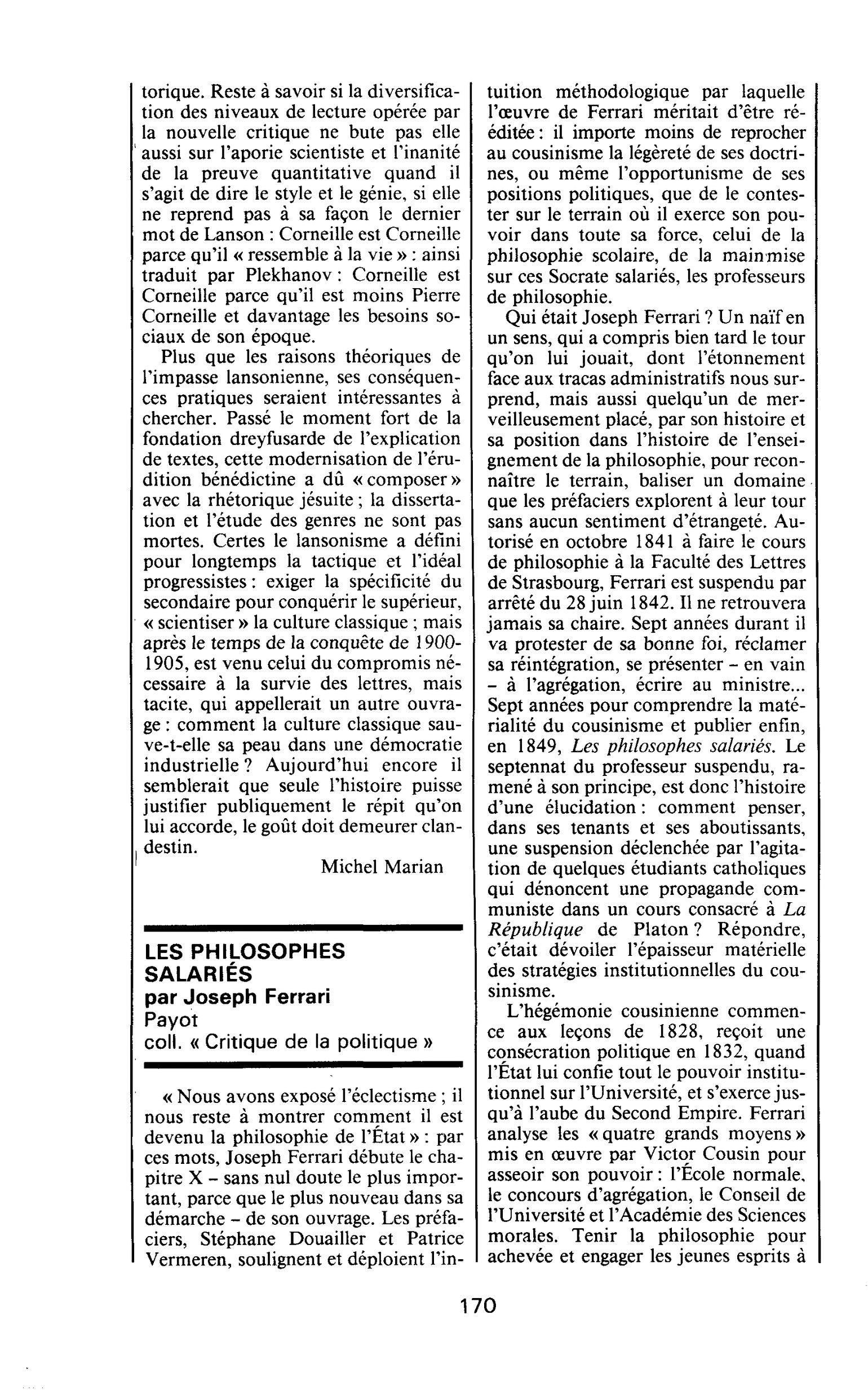 LES PHILOSOPHES SALARIÉS par Joseph Ferrari