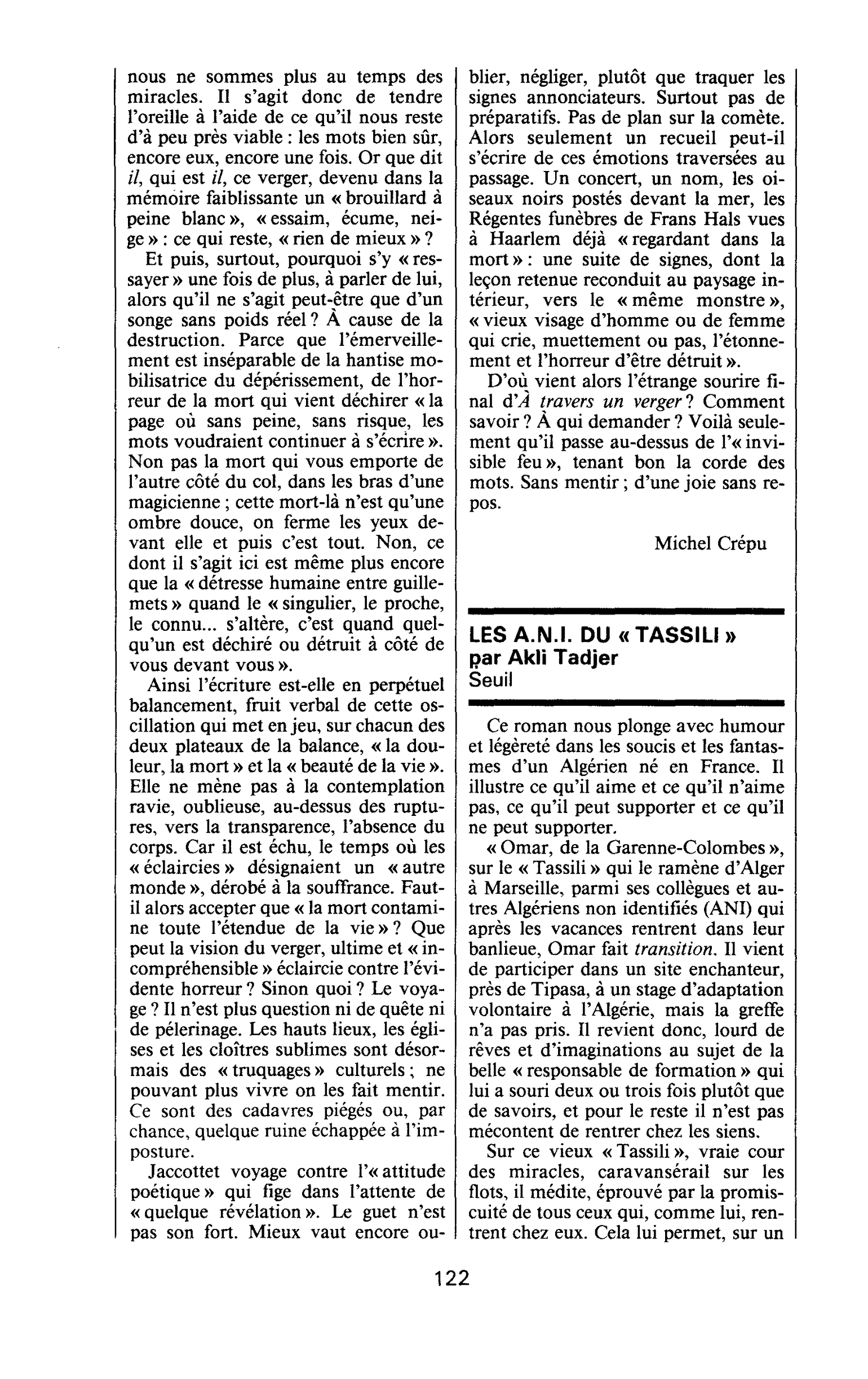 LES A.N.I. DU « TASSILI » par Akli Tadjer