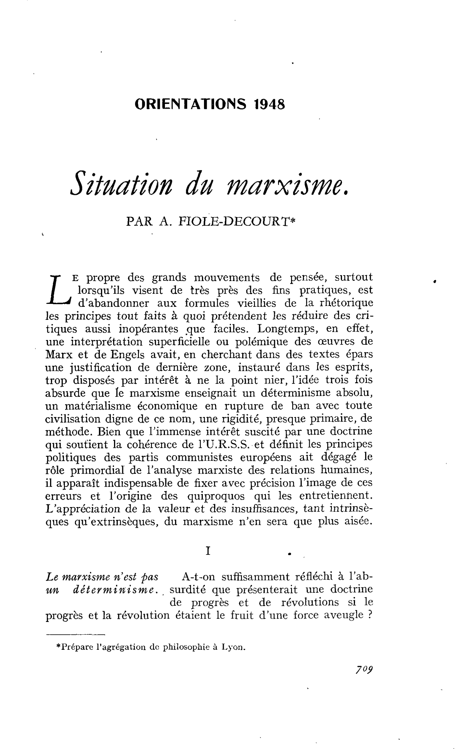 Situation du marxisme