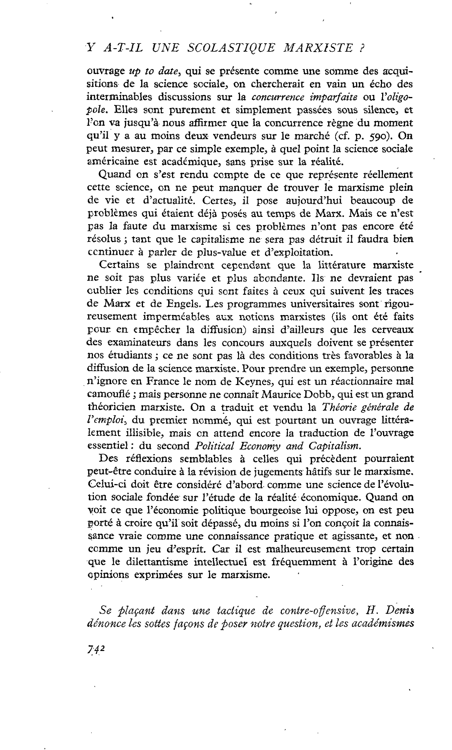Y a-t-il une scolastique marxiste ? (Enquête) : Marcel Prenant