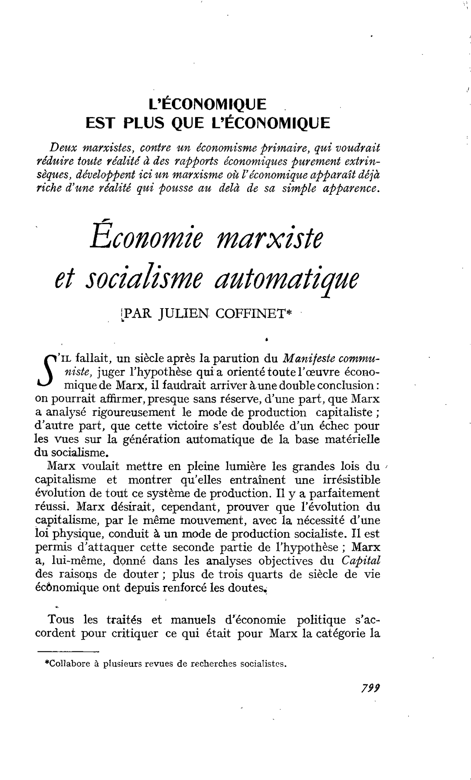 Économie marxiste et socialisme automatique