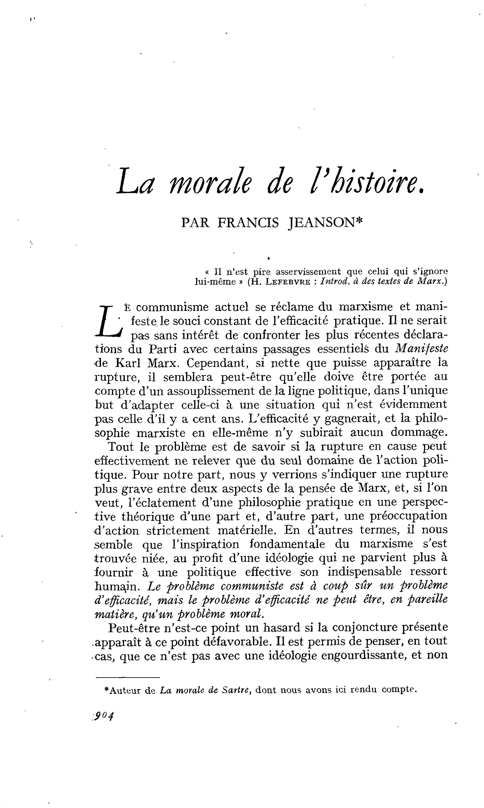 La morale de l’histoire