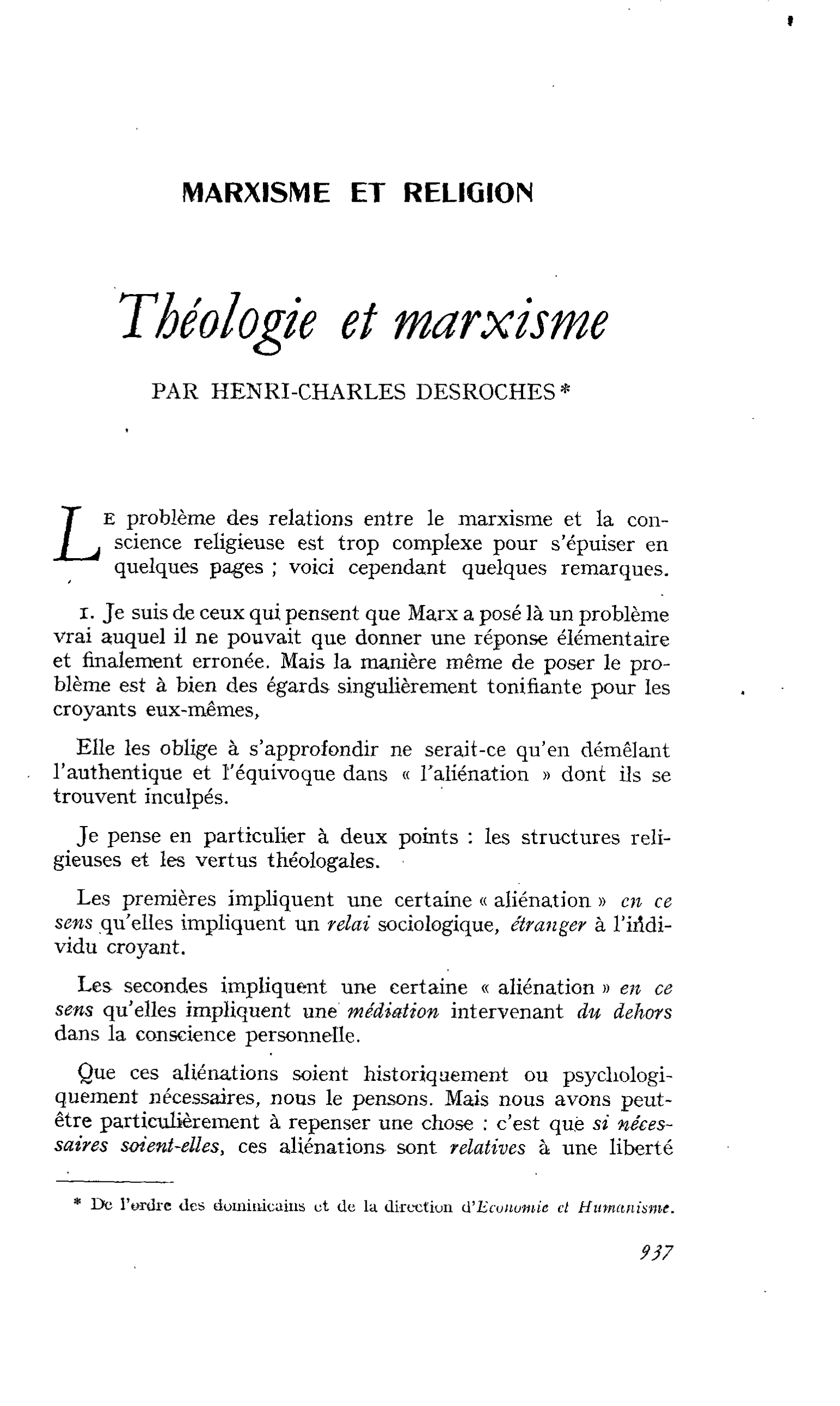 Théologie et marxisme