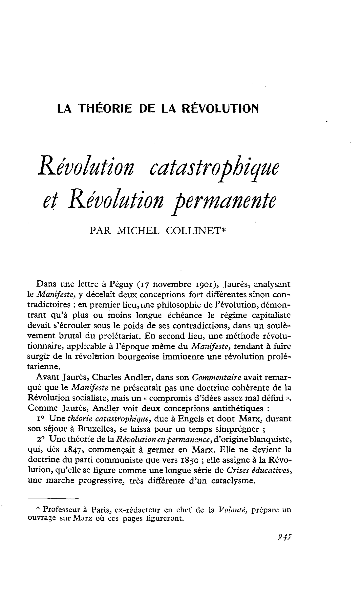 Révolution catastrophique et Révolution permanente