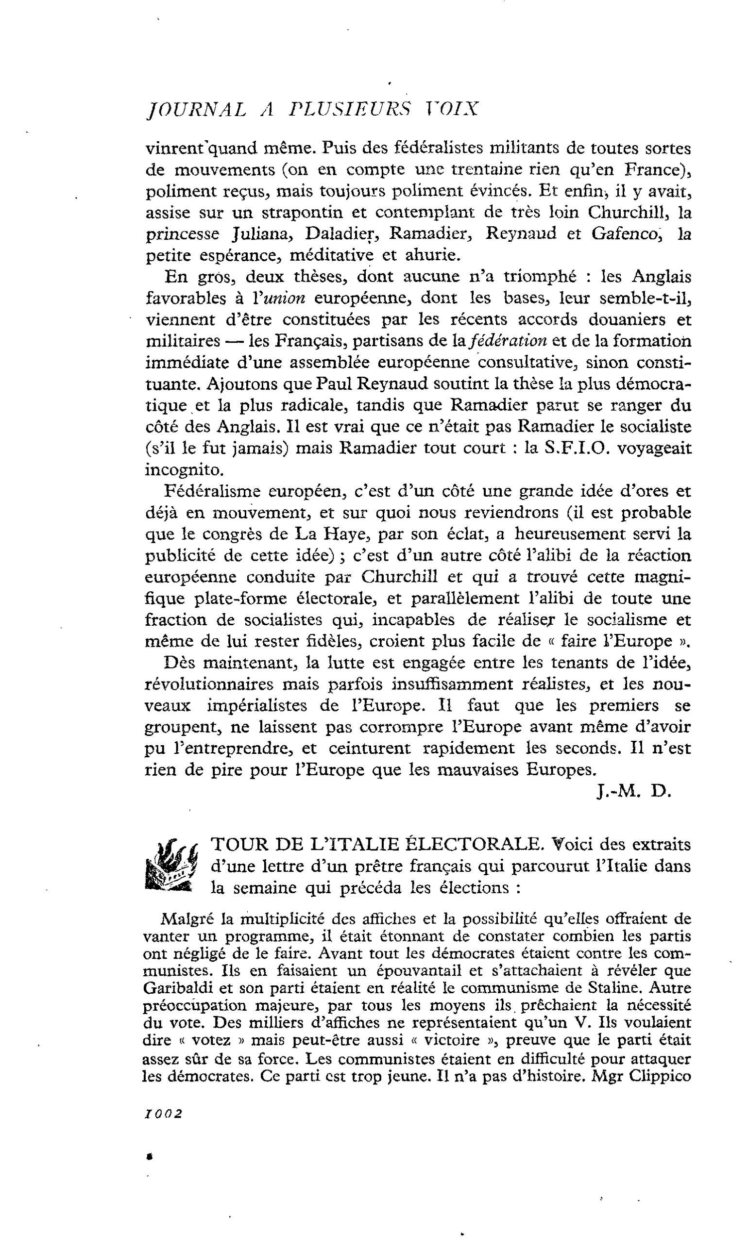 TOUR DE L’ITALIE ÉLECTORALE