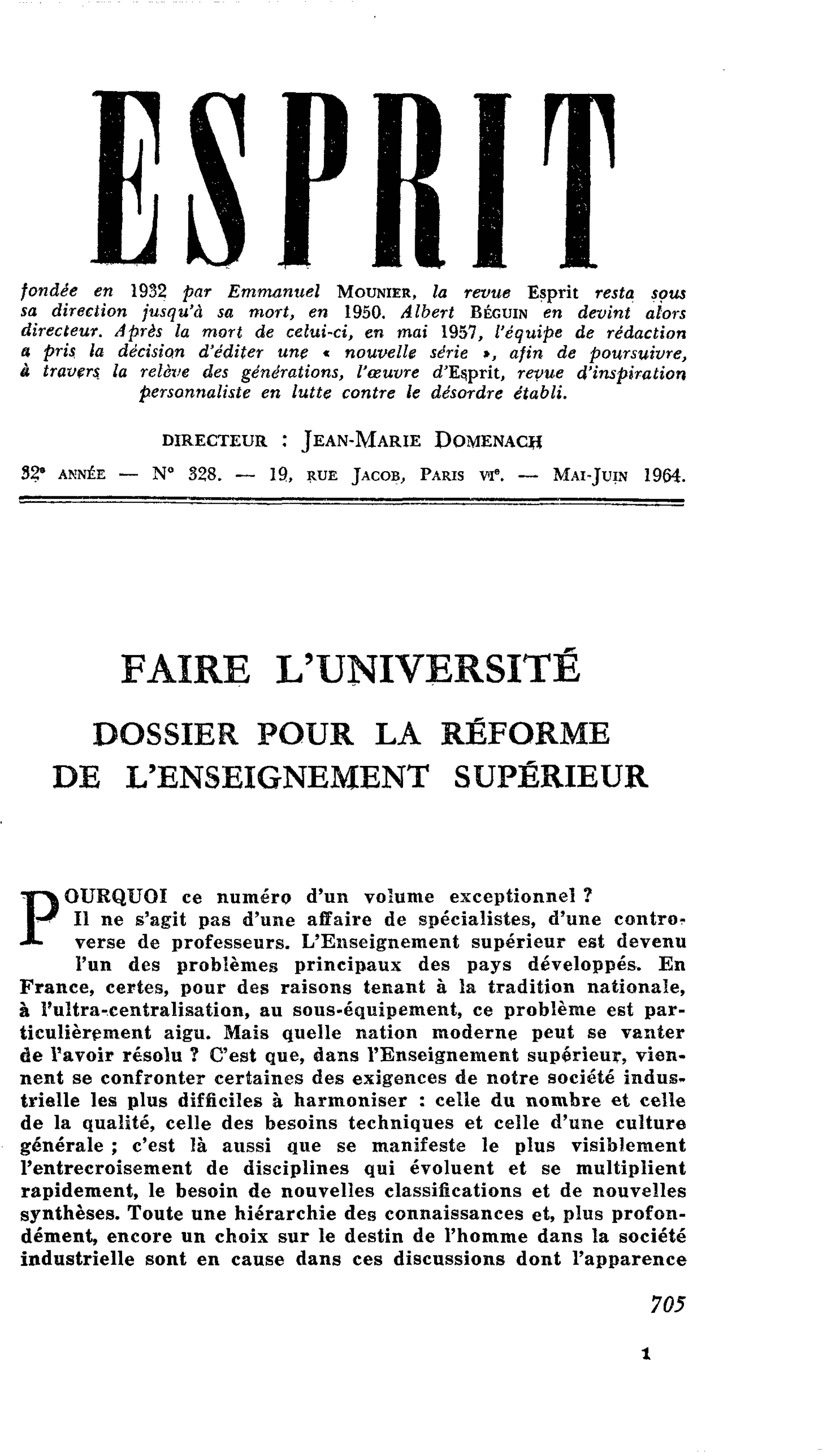 FAIRE L’UNIVERSITÉ DOSSIER POUR LA RÉFORME DE L’ENSEIGNEMENT SUPÉRIEUR