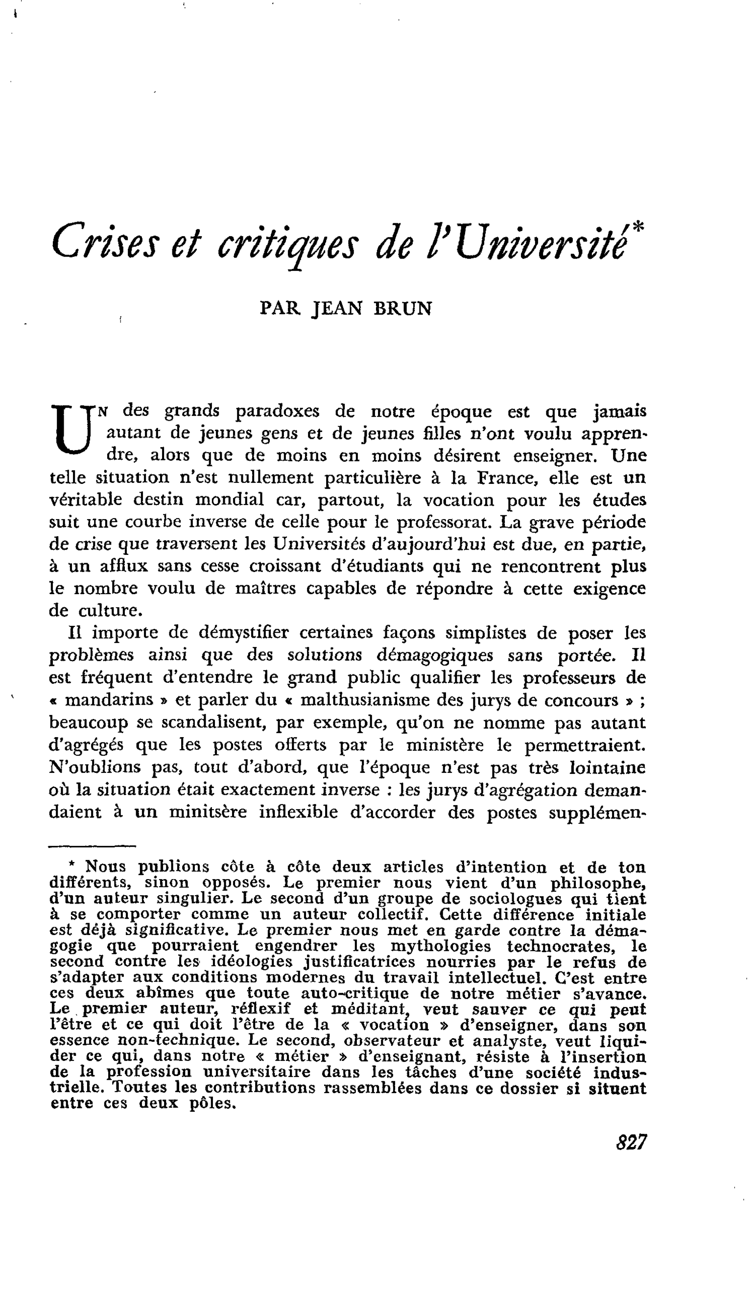Crises et critiques de l’Université