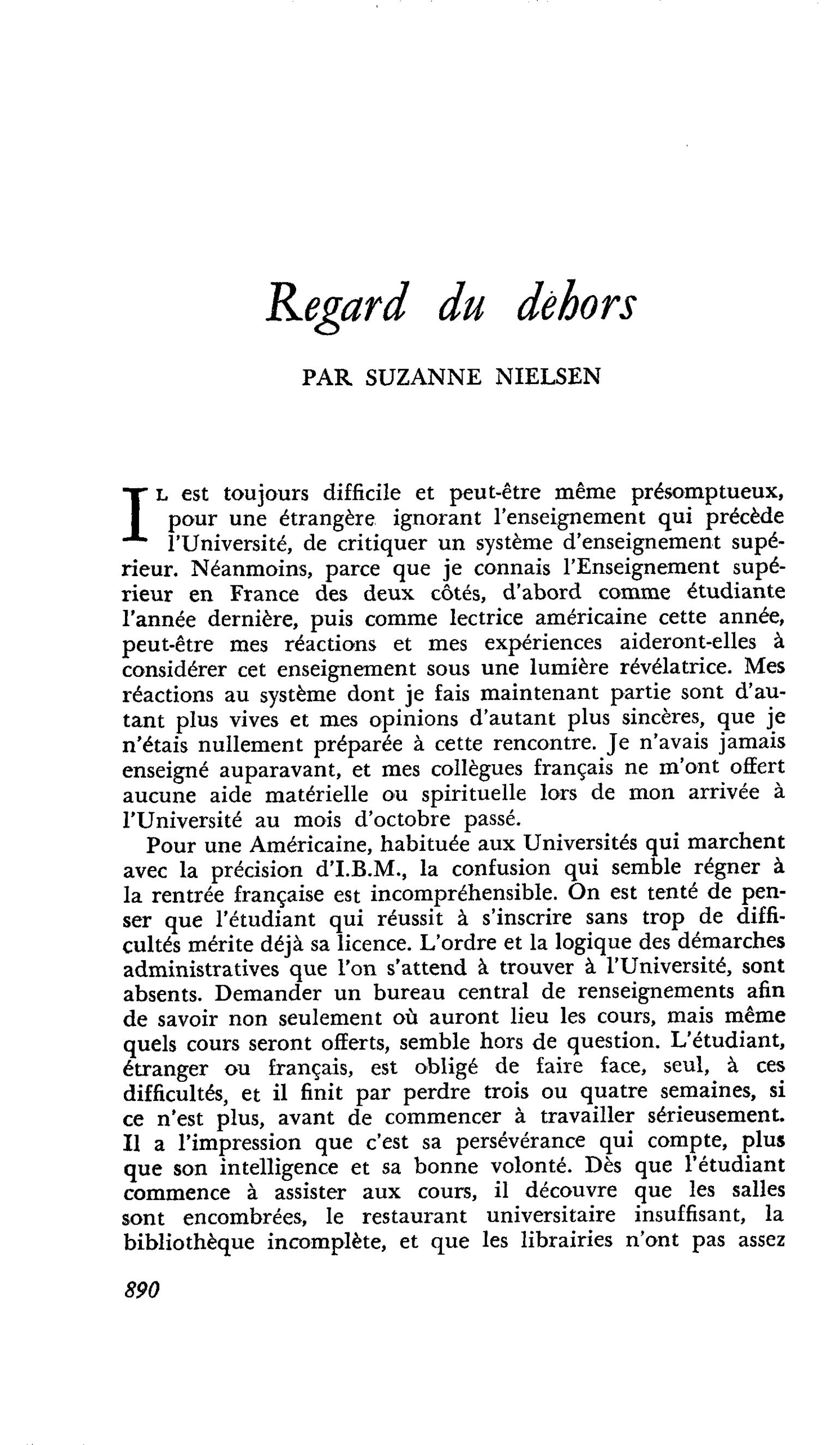 Regard du dehors