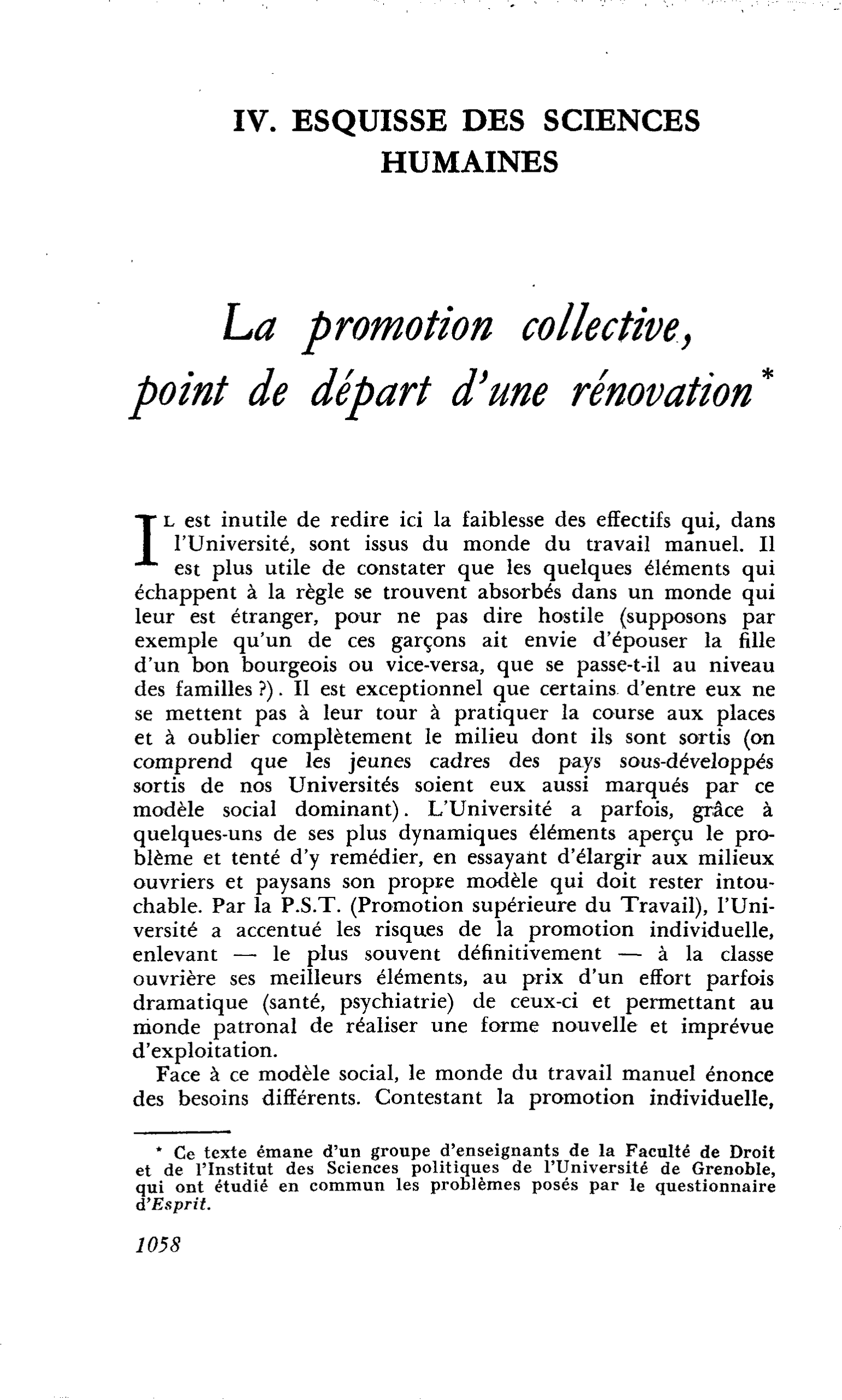 La promotion collective, point de départ d’une rénovation