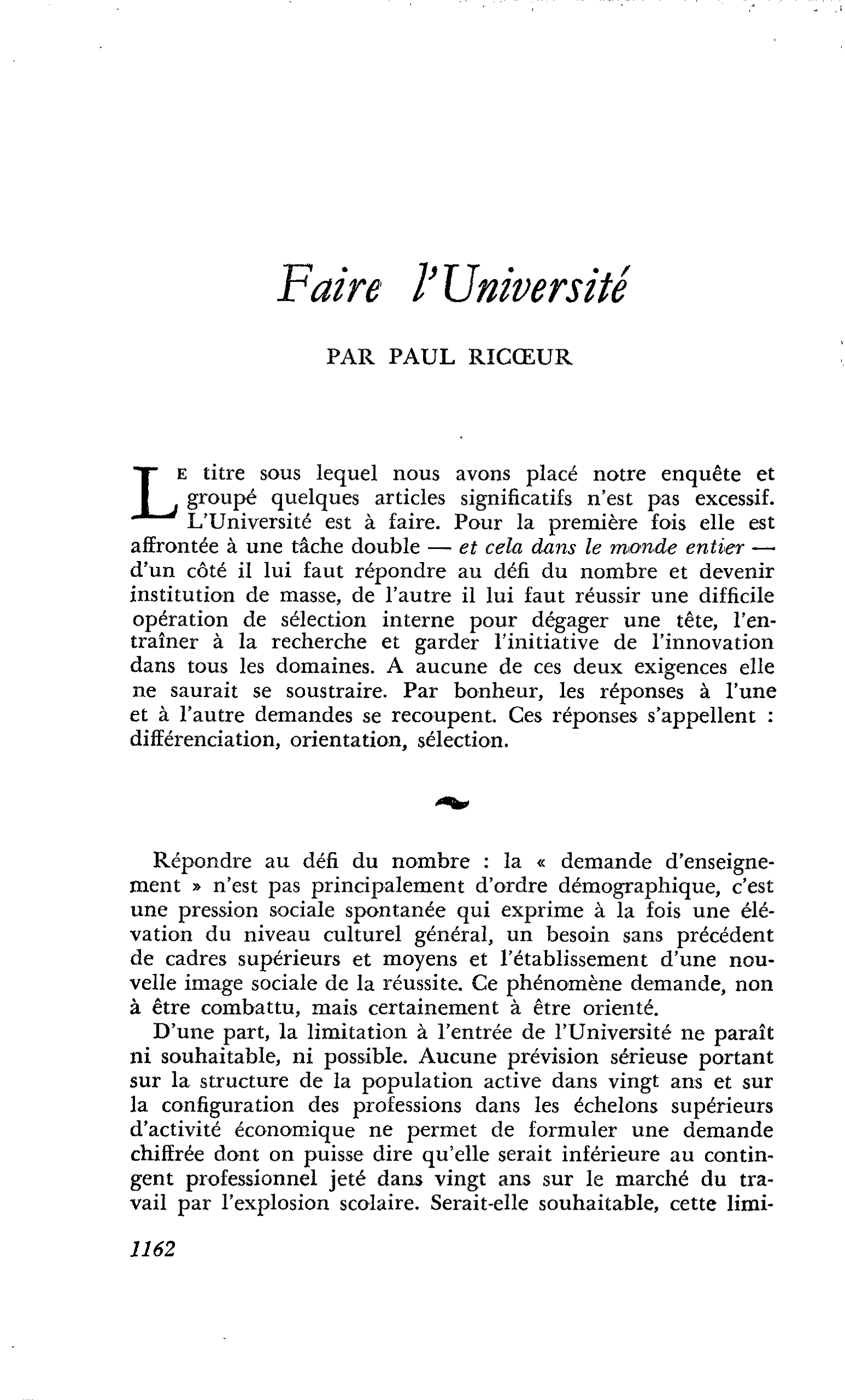 Faire l’Université