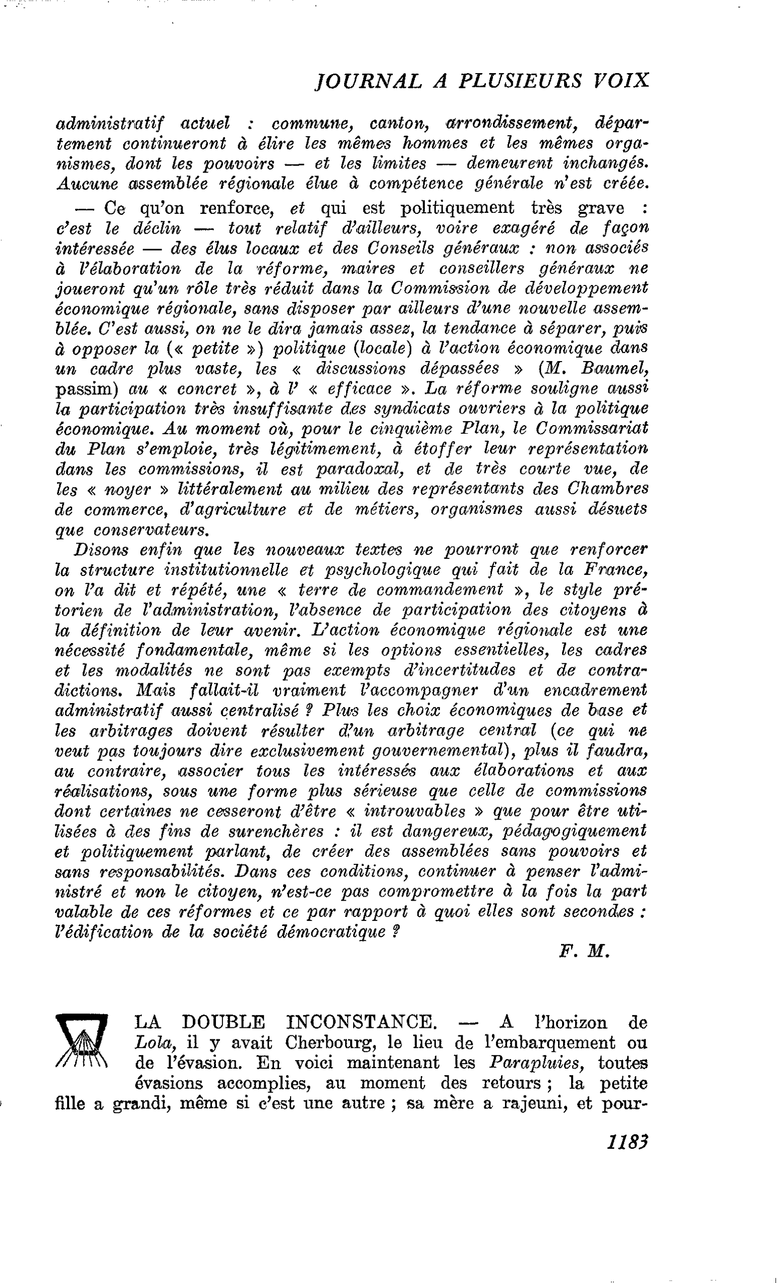 LA DOUBLE INCONSTANCE