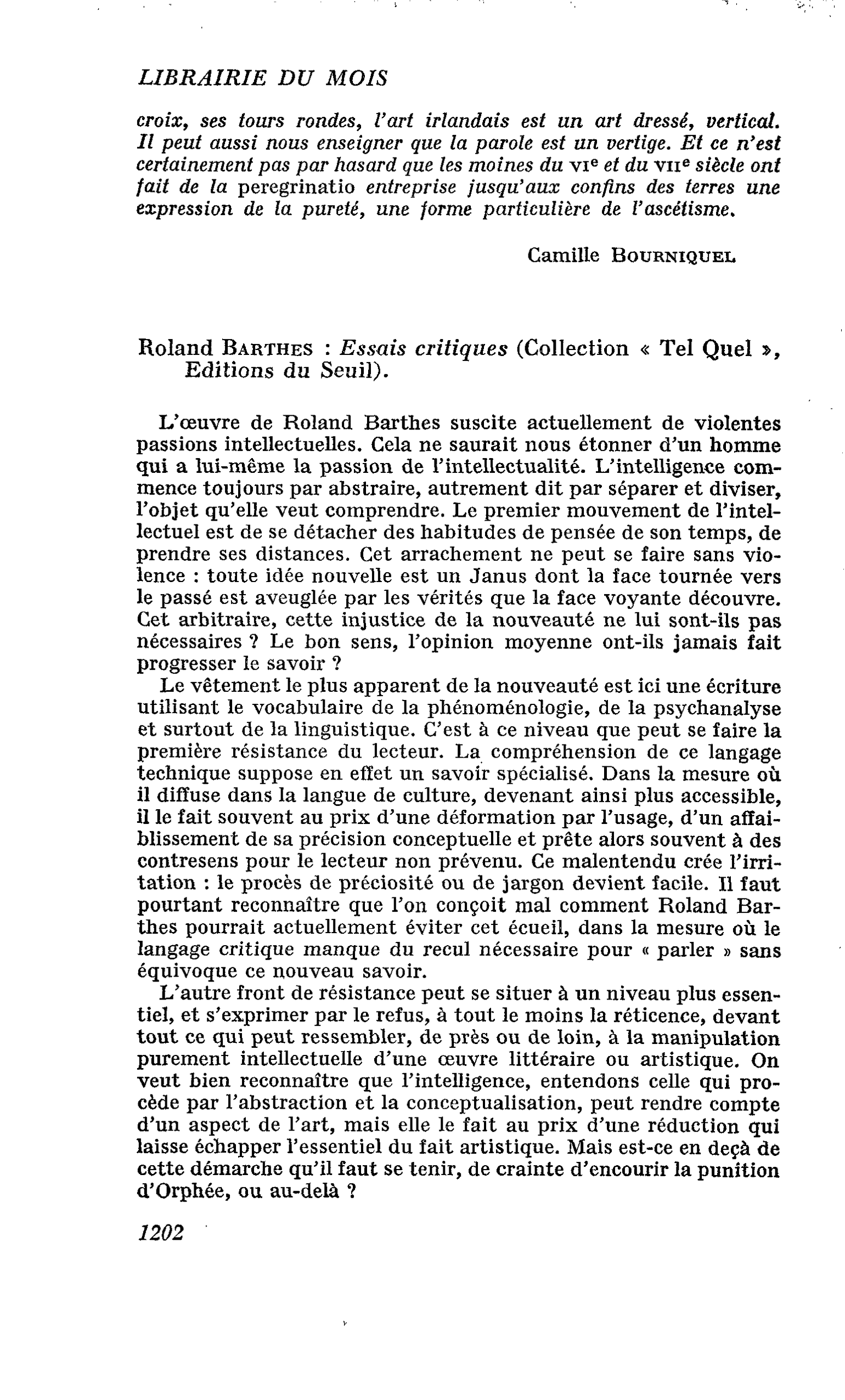 Roland Barthes : Essais critiques