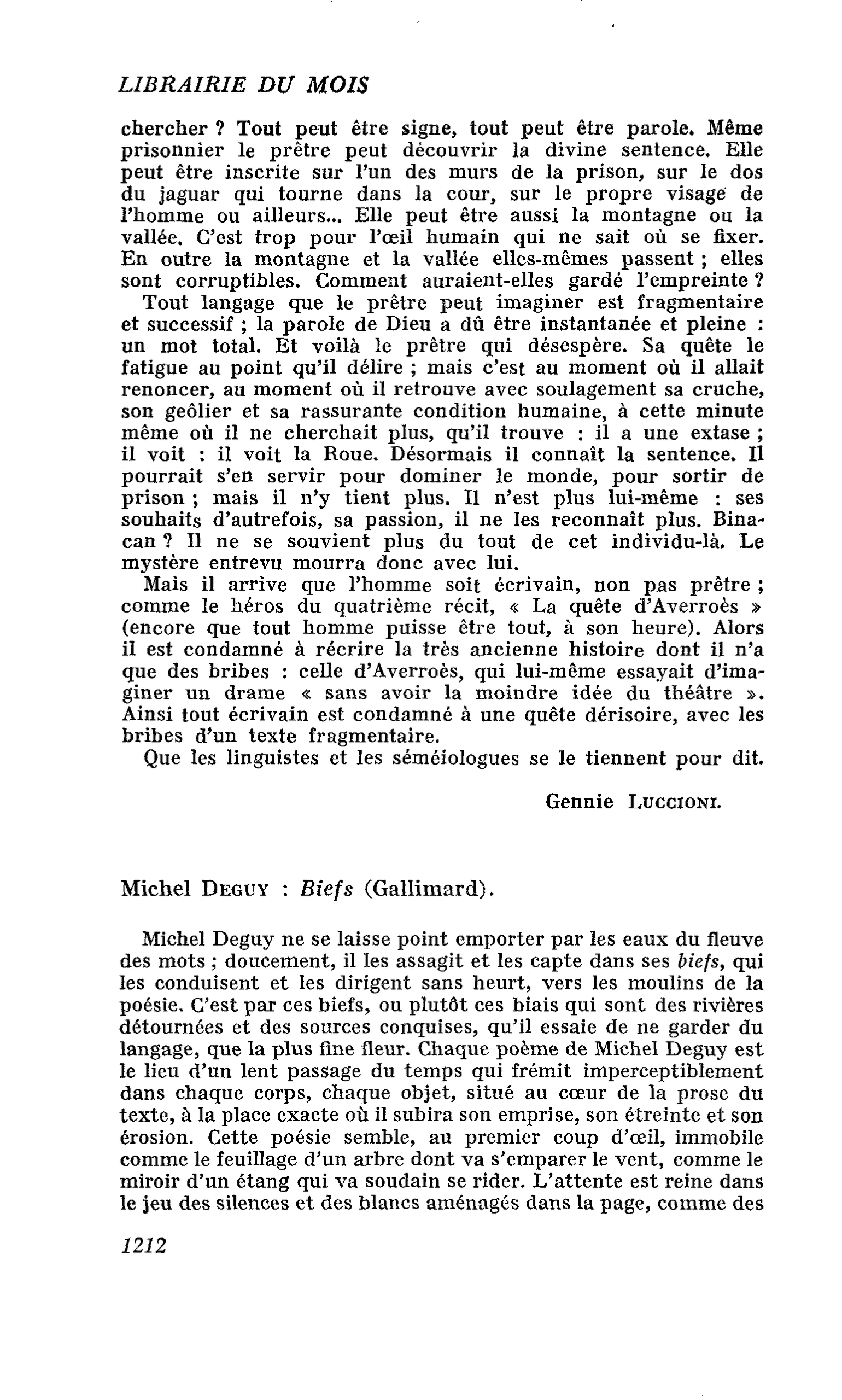 Michel Deguy : Biefs