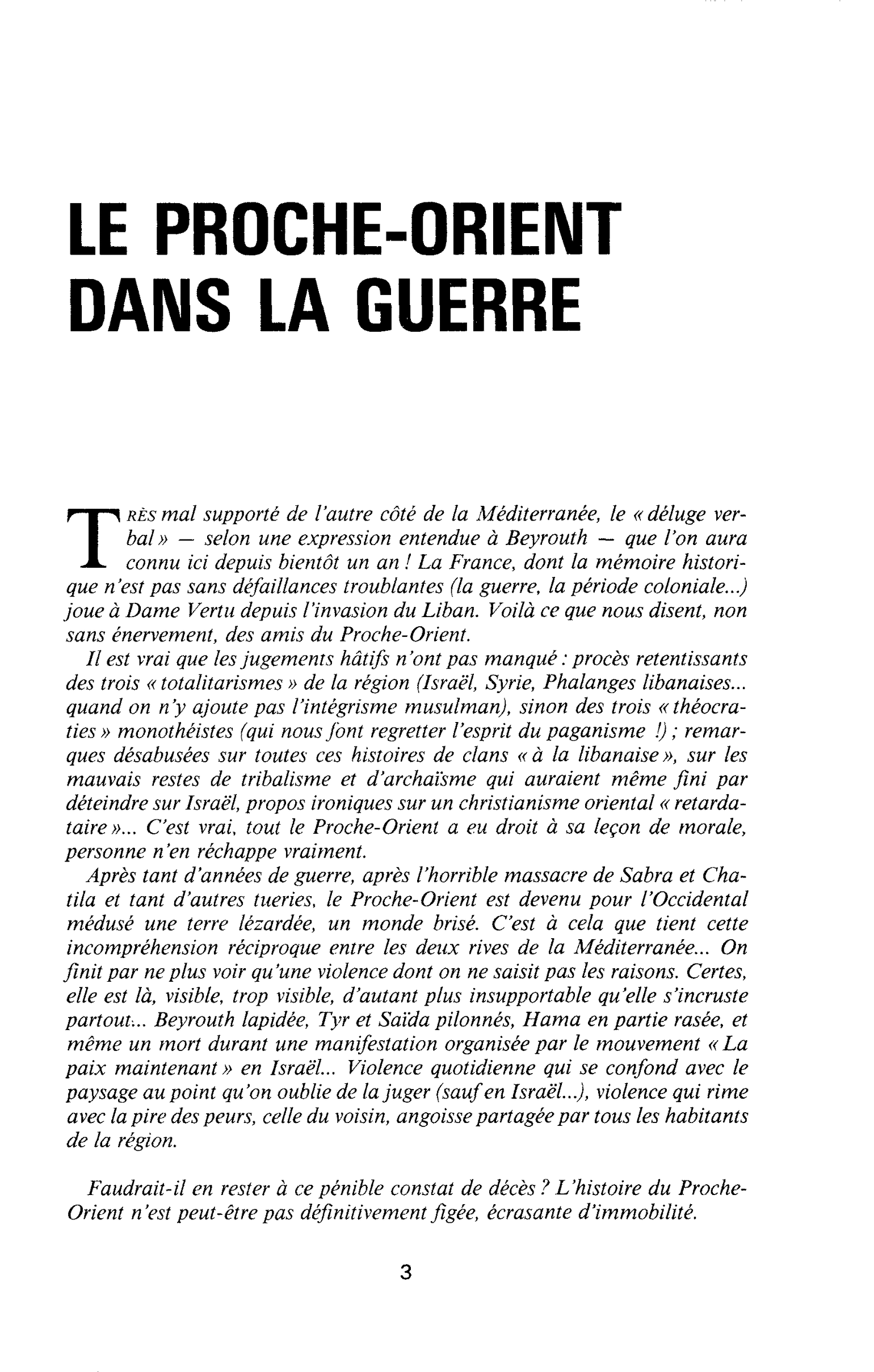 LE PROCHE-ORIENT DANS LA GUERRE