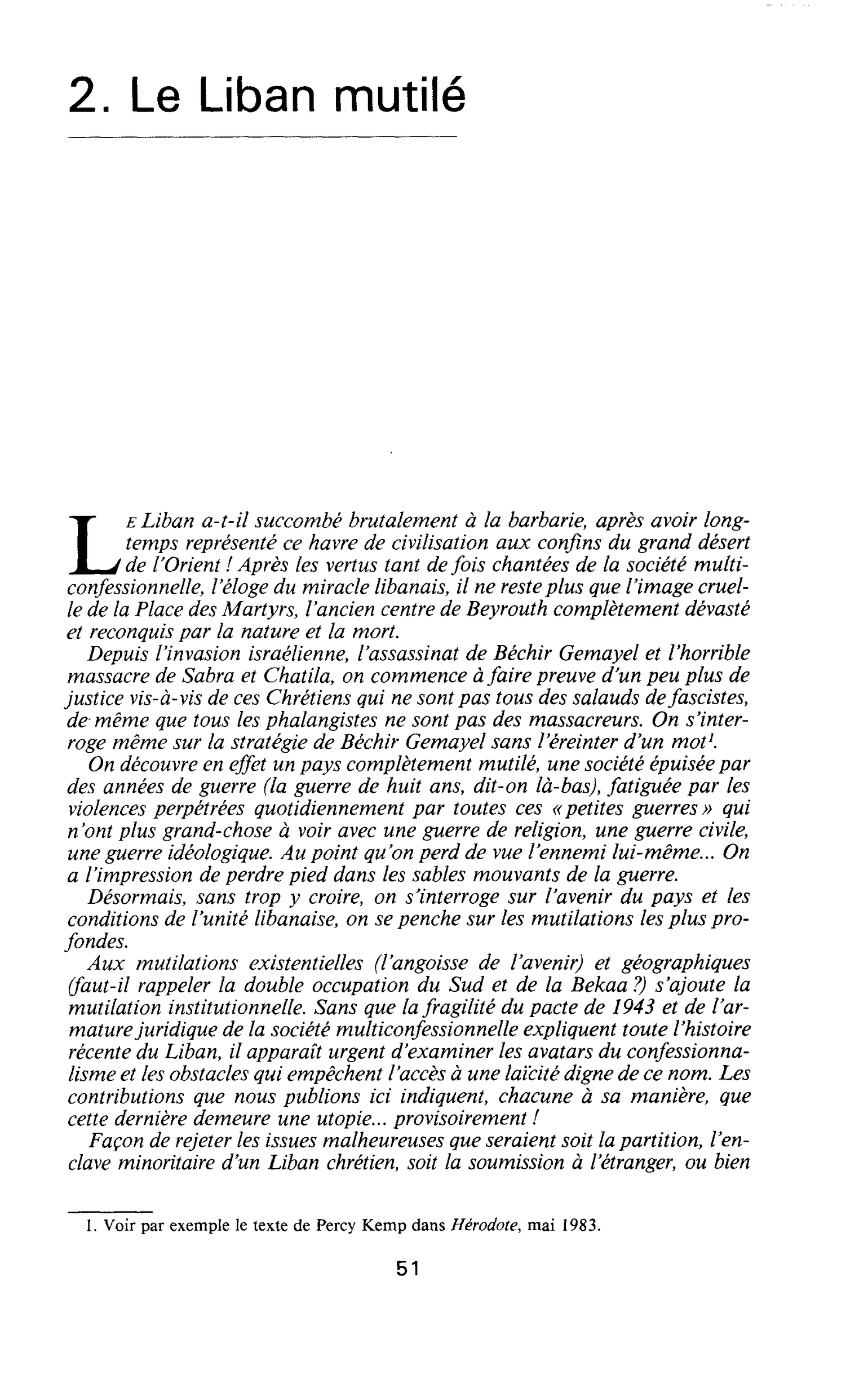 2. Le Liban mutilé