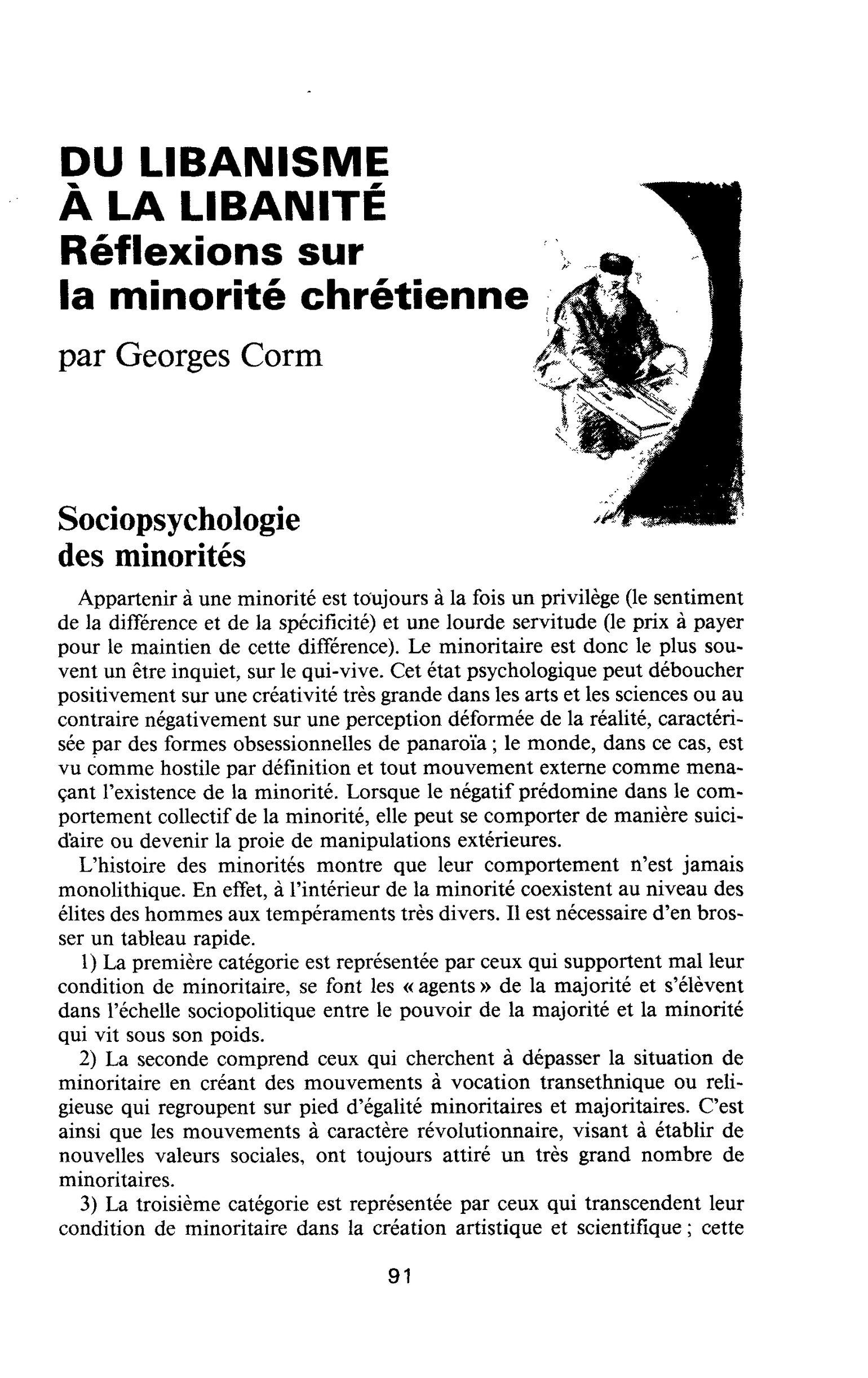 DU LIBANISME À LA LIBANITÉ. Réflexions sur la minorité chrétienne
