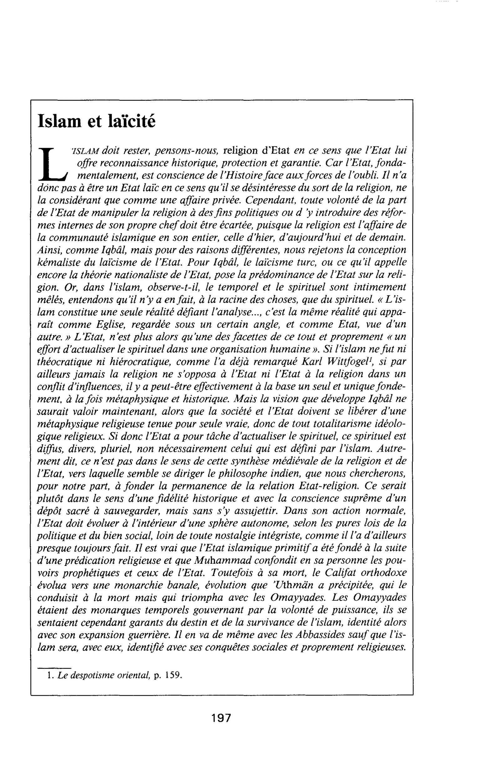 Islam et laïcité