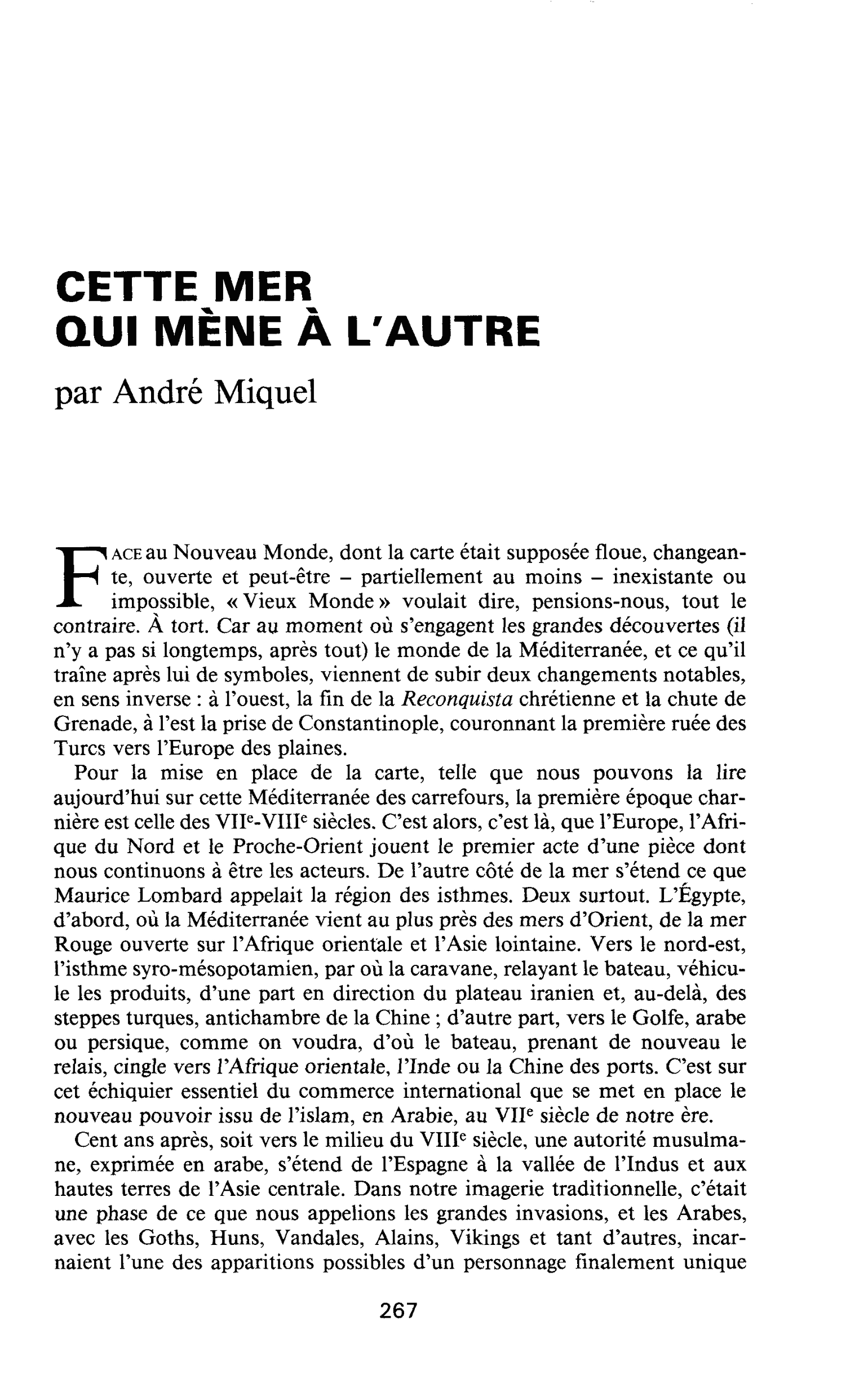 CETTE MER QUI MÈNE À L’AUTRE