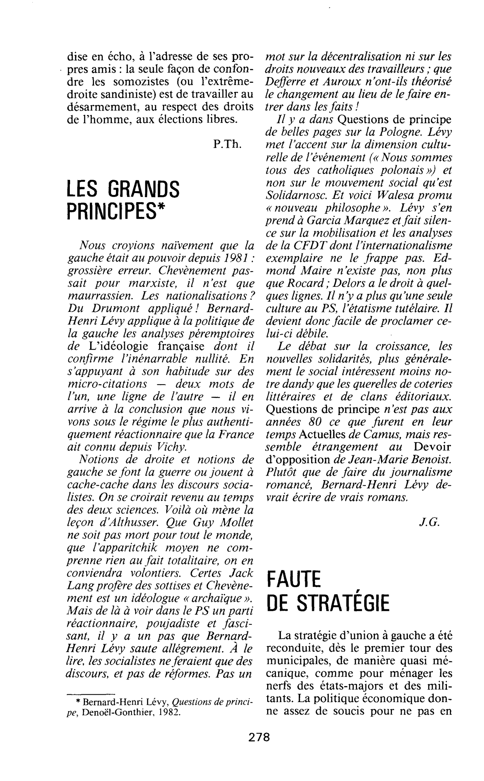 FAUTE DE STRATÉGIE