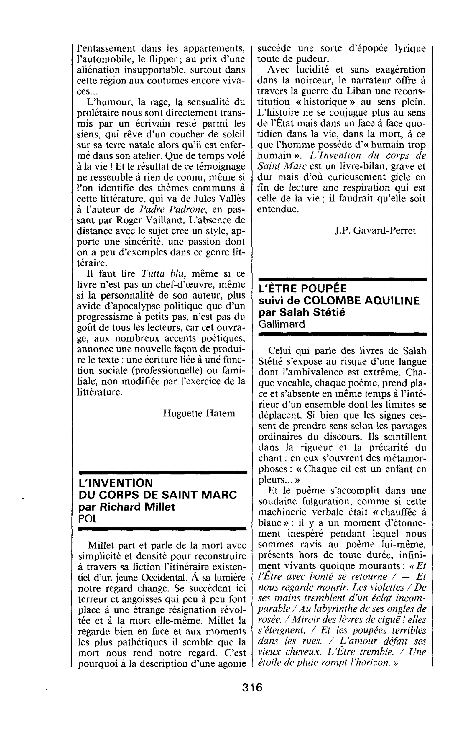 L’INVENTION DU CORPS DE SAINT MARC par Richard Millet