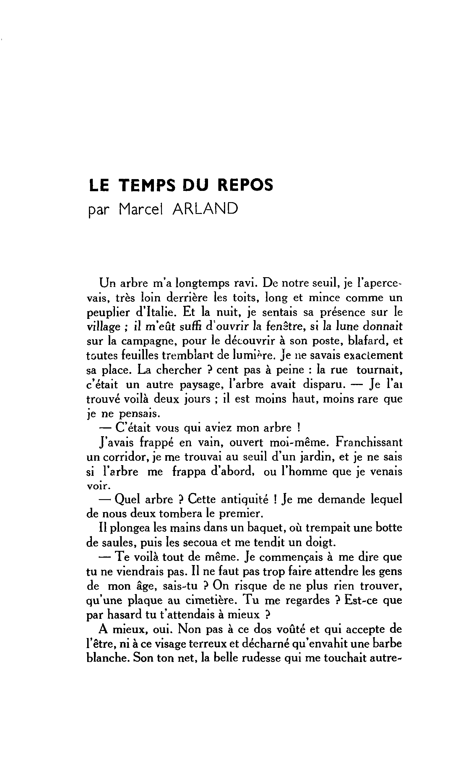 LE TEMPS DU REPOS