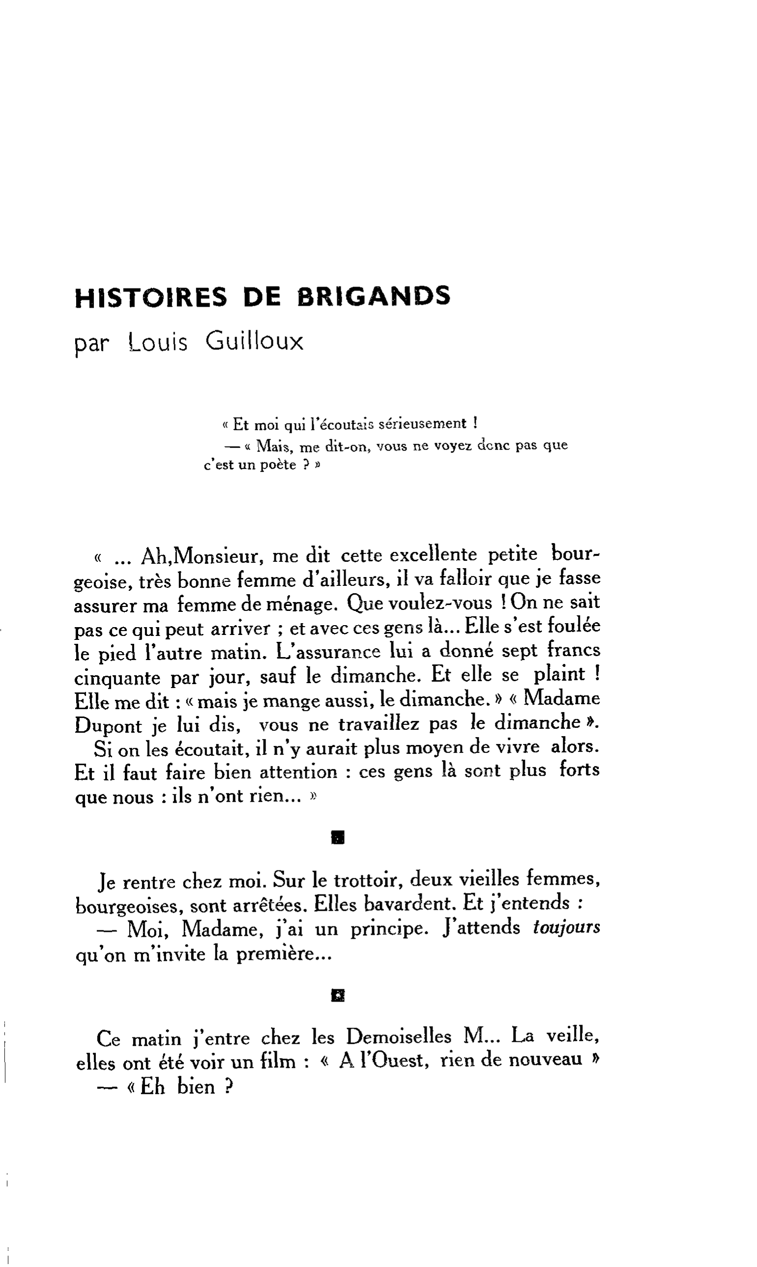 HISTOIRES DE BRIGANDS