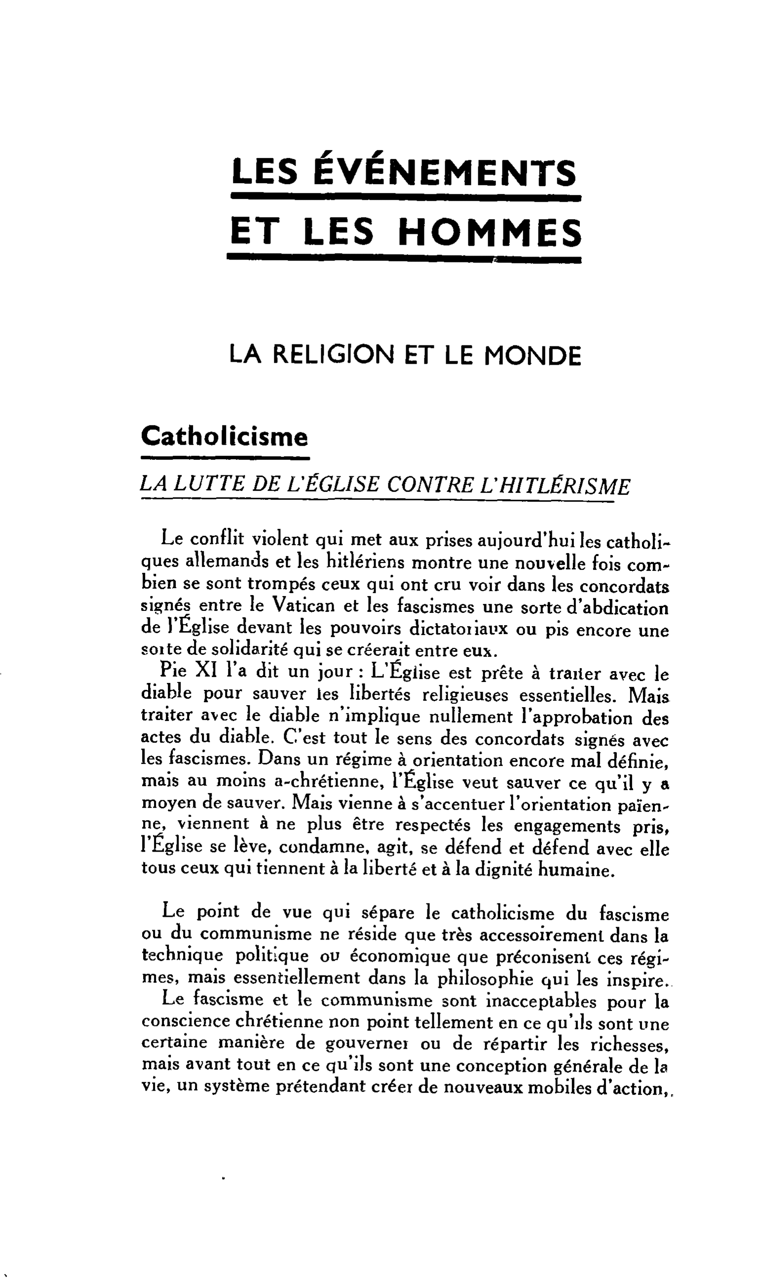 LA RELIGION ET LE MONDE. Catholicisme