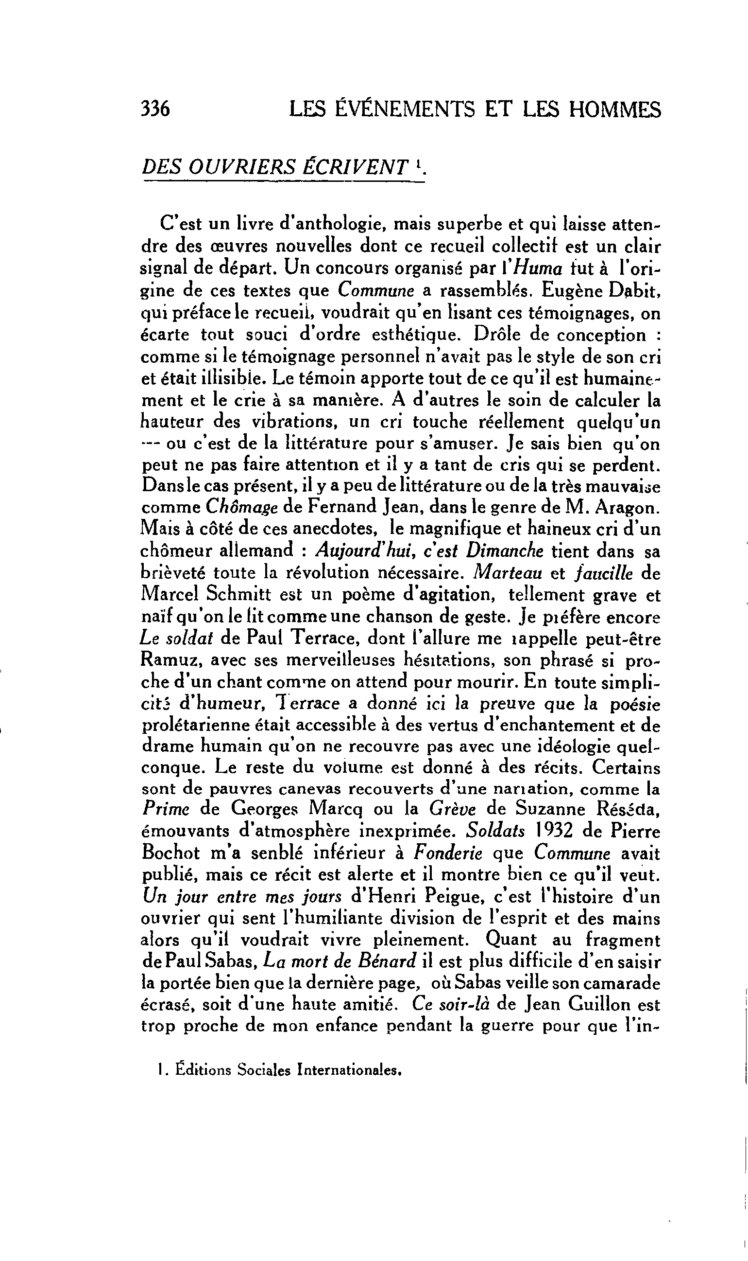 LES LETTRES : DES OUVRIERS ÉCRIVENT