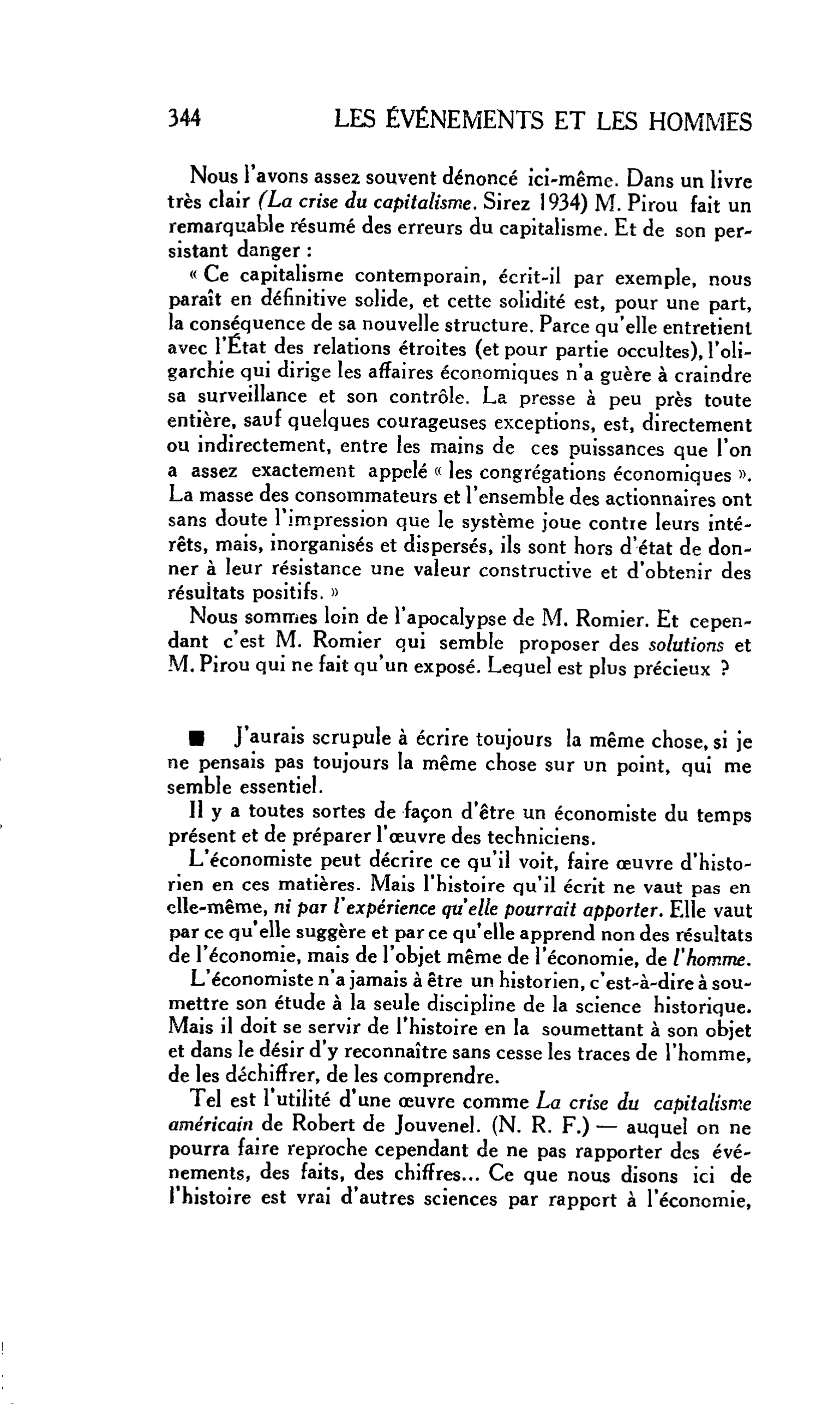 Les événements et les hommes
