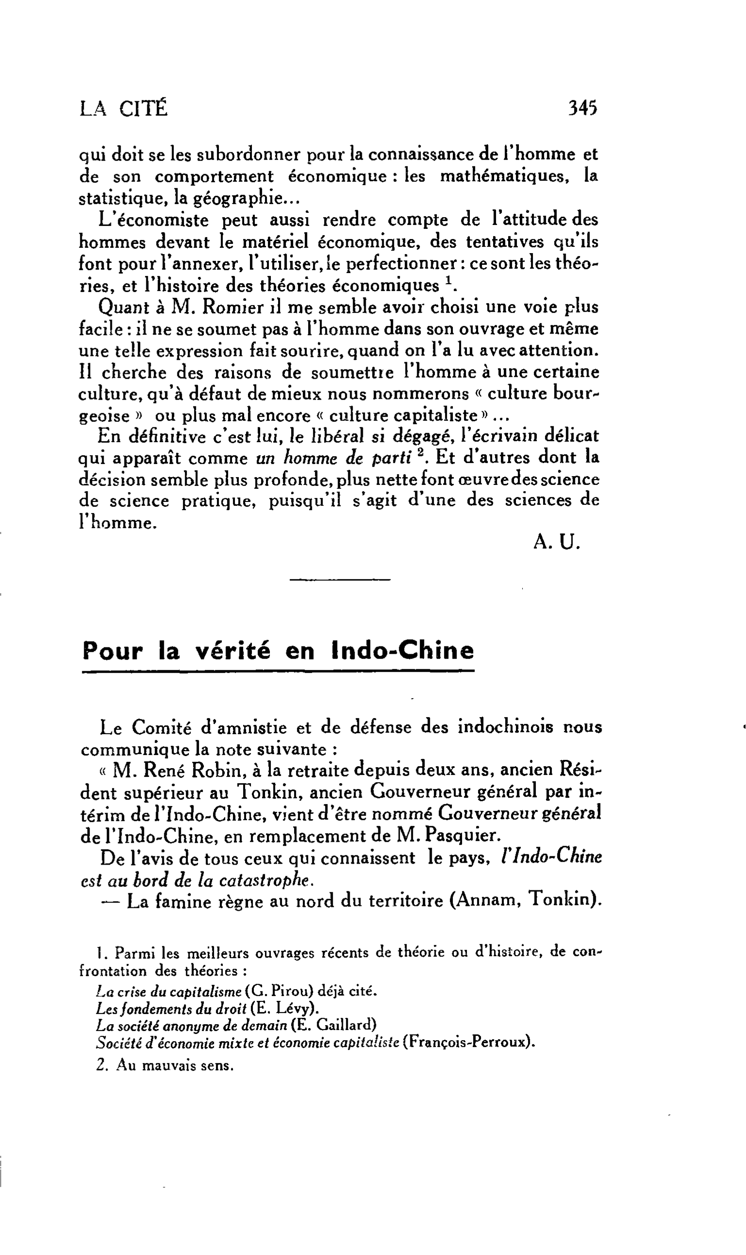 LA CITÉ : Pour la vérité en Indo-Chine
