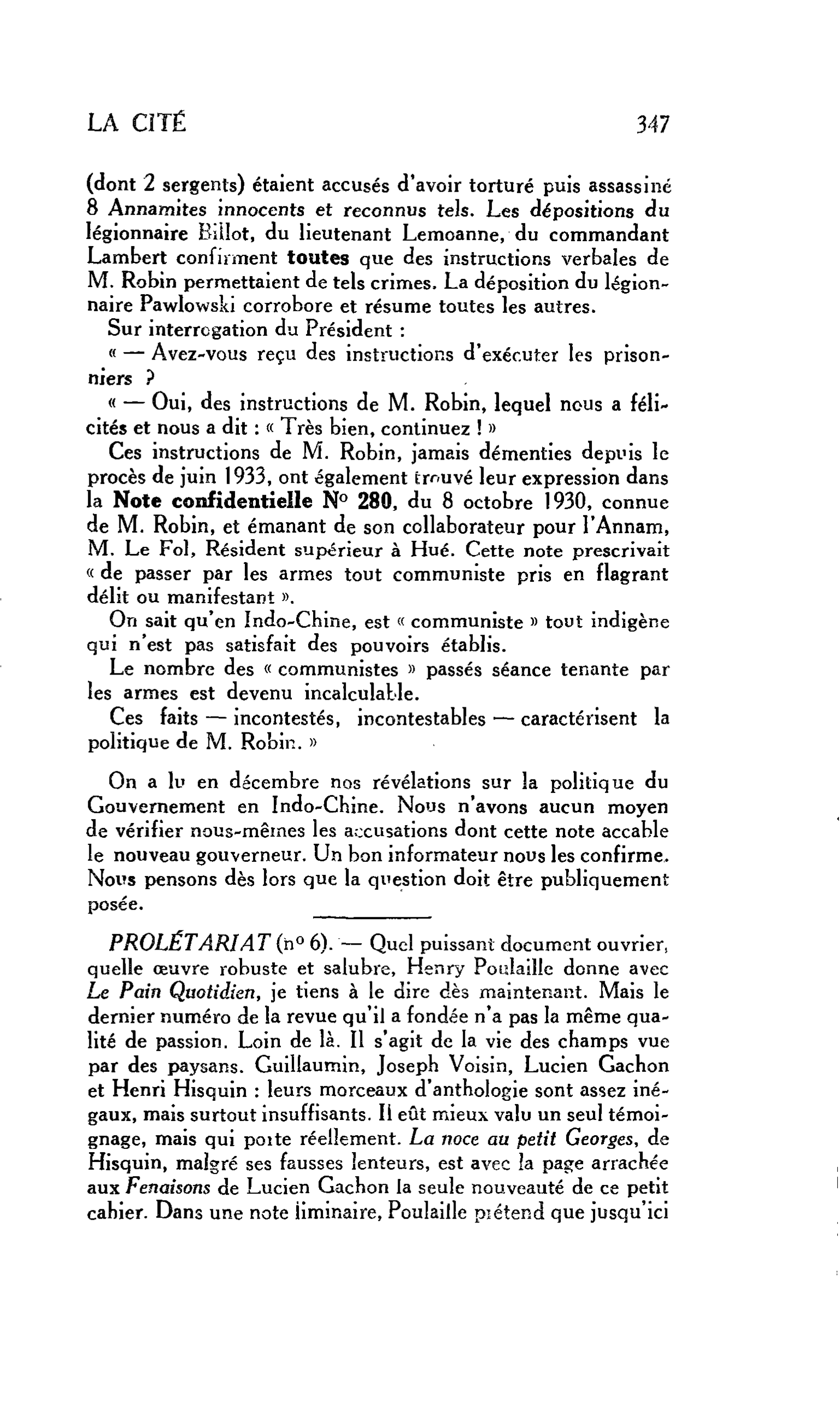 LA CITÉ : PROLÉTARIAT (n°6)