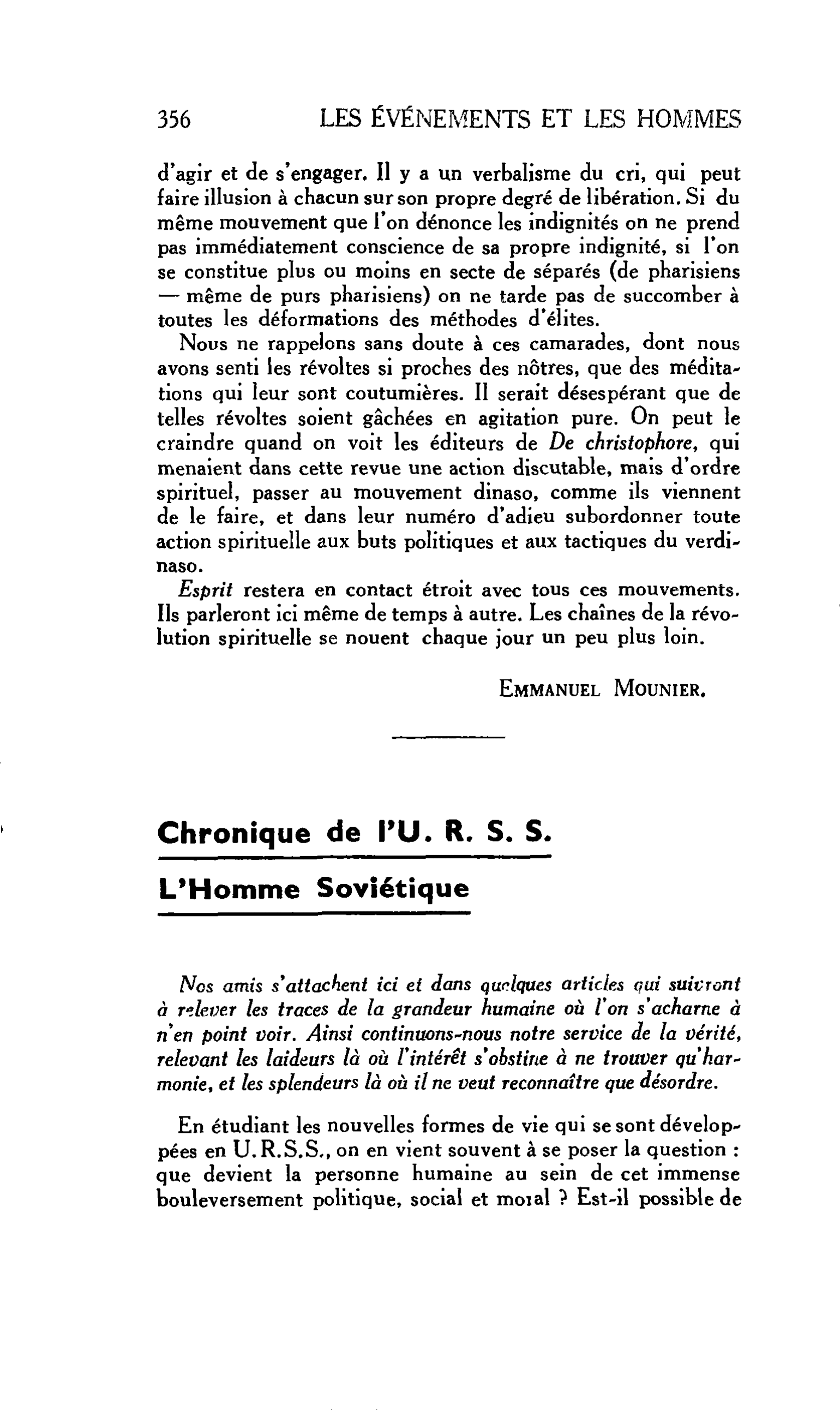 LE MONDE NOUVEAU : Chronique de l’U. R. S. S. L’Homme Soviétique