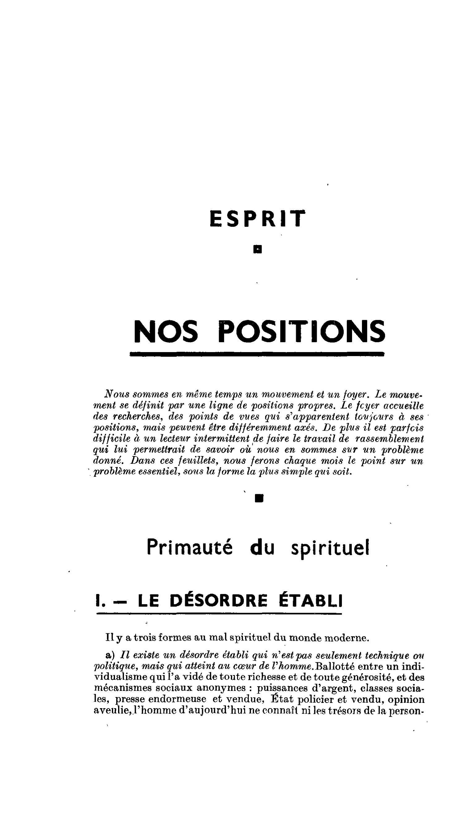 NOS POSITIONS