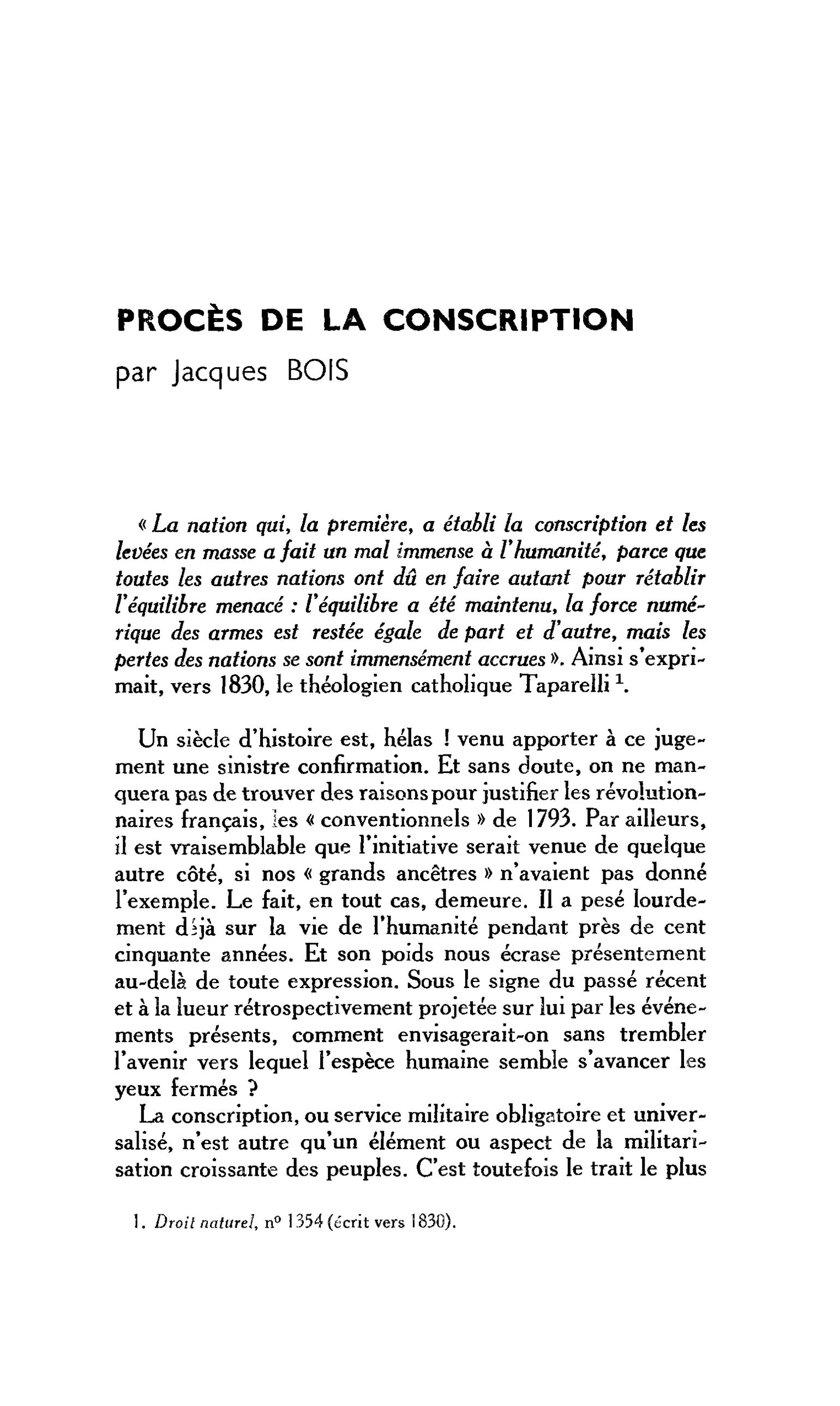 PROCÈS DE LA CONSCRIPTION