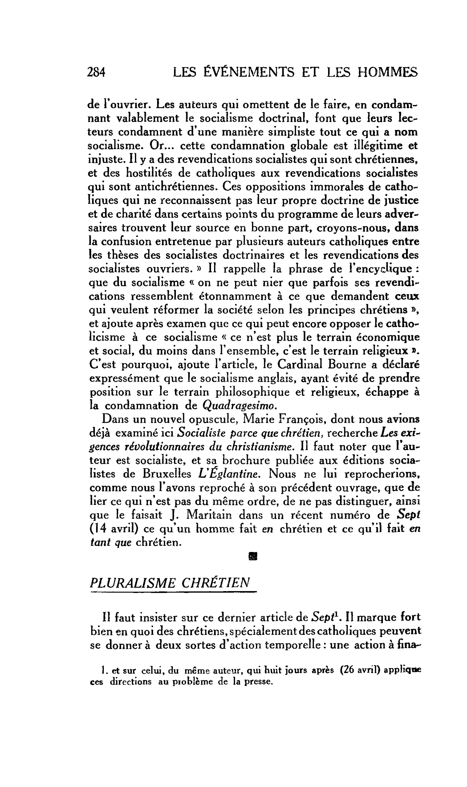 LA RELIGION ET LE MONDE : PLURALISME CHRÉTIEN